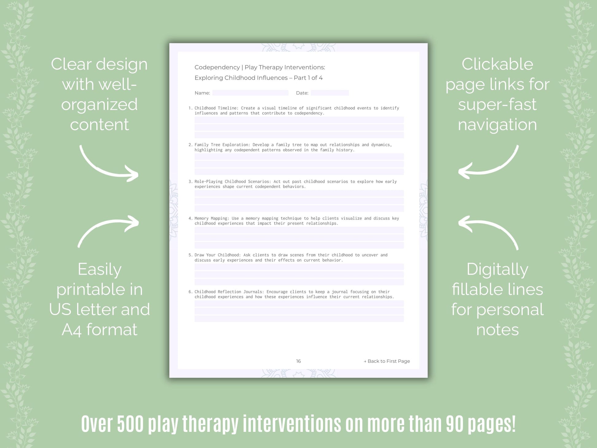 Codependency Play Therapy Counseling Templates