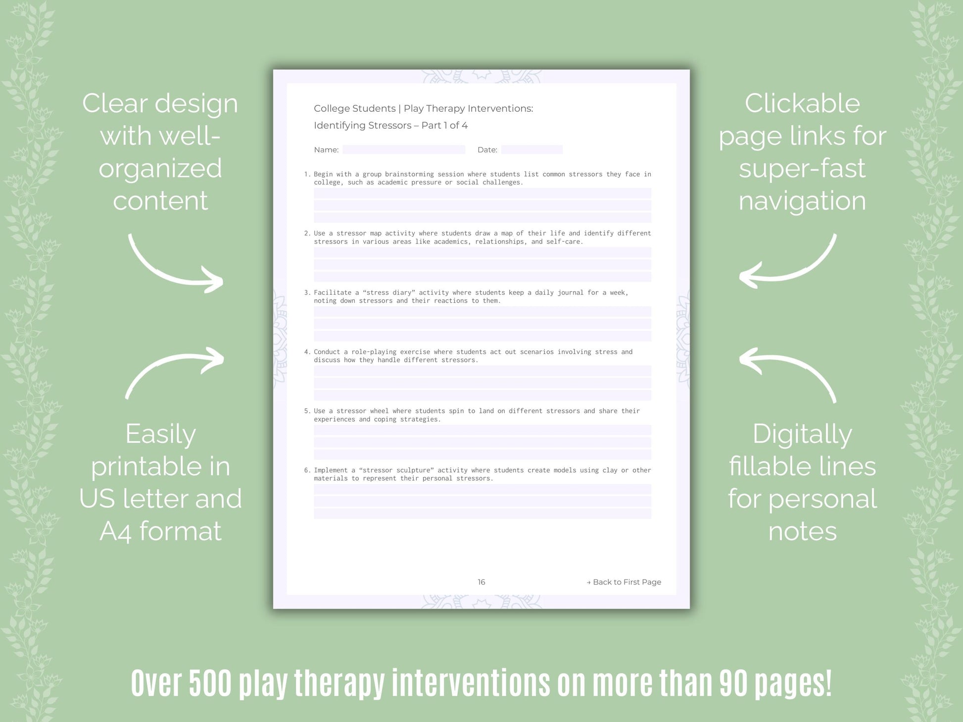 College Students Play Therapy Counseling Templates