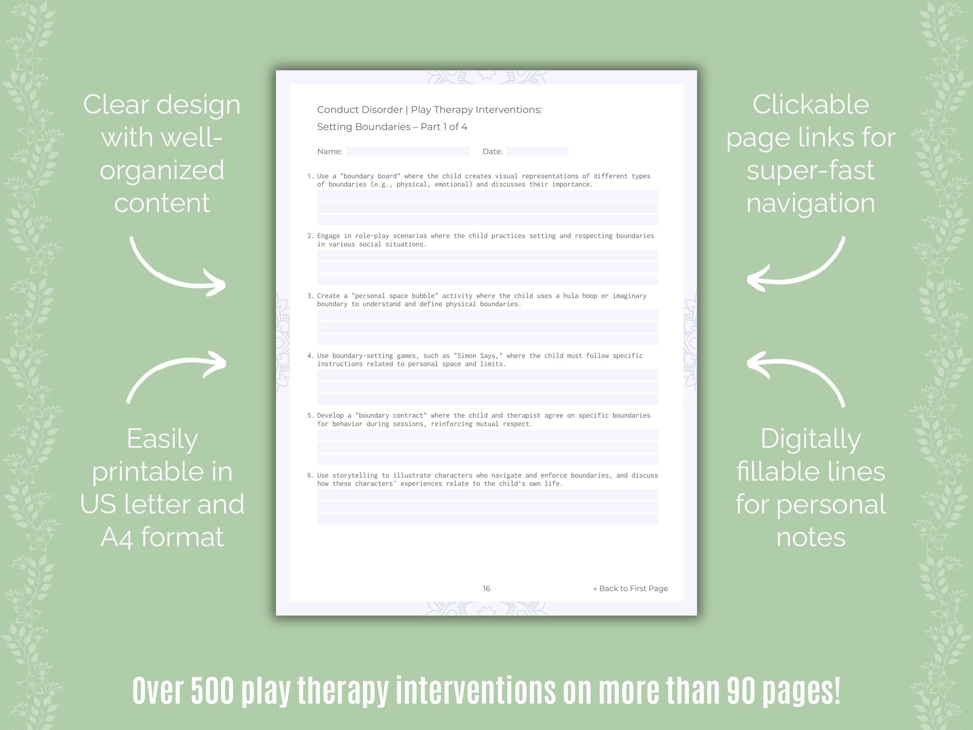 Conduct Disorder Play Therapy Counseling Templates