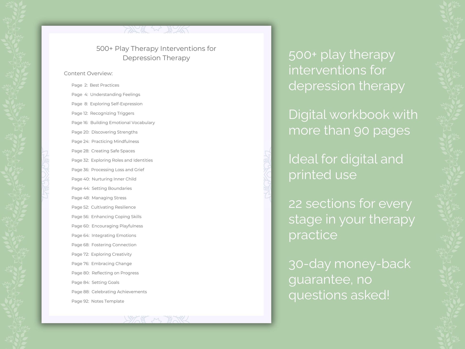 Depression Play Therapy Therapist Worksheets