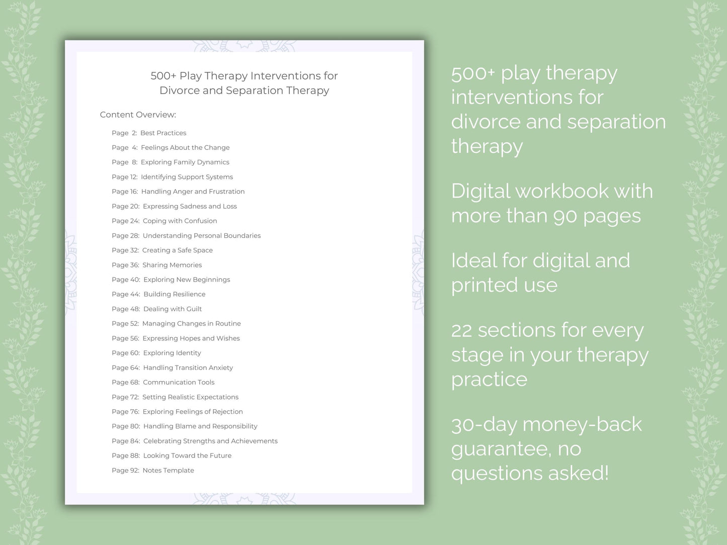 Divorce and Separation Play Therapy Therapist Worksheets