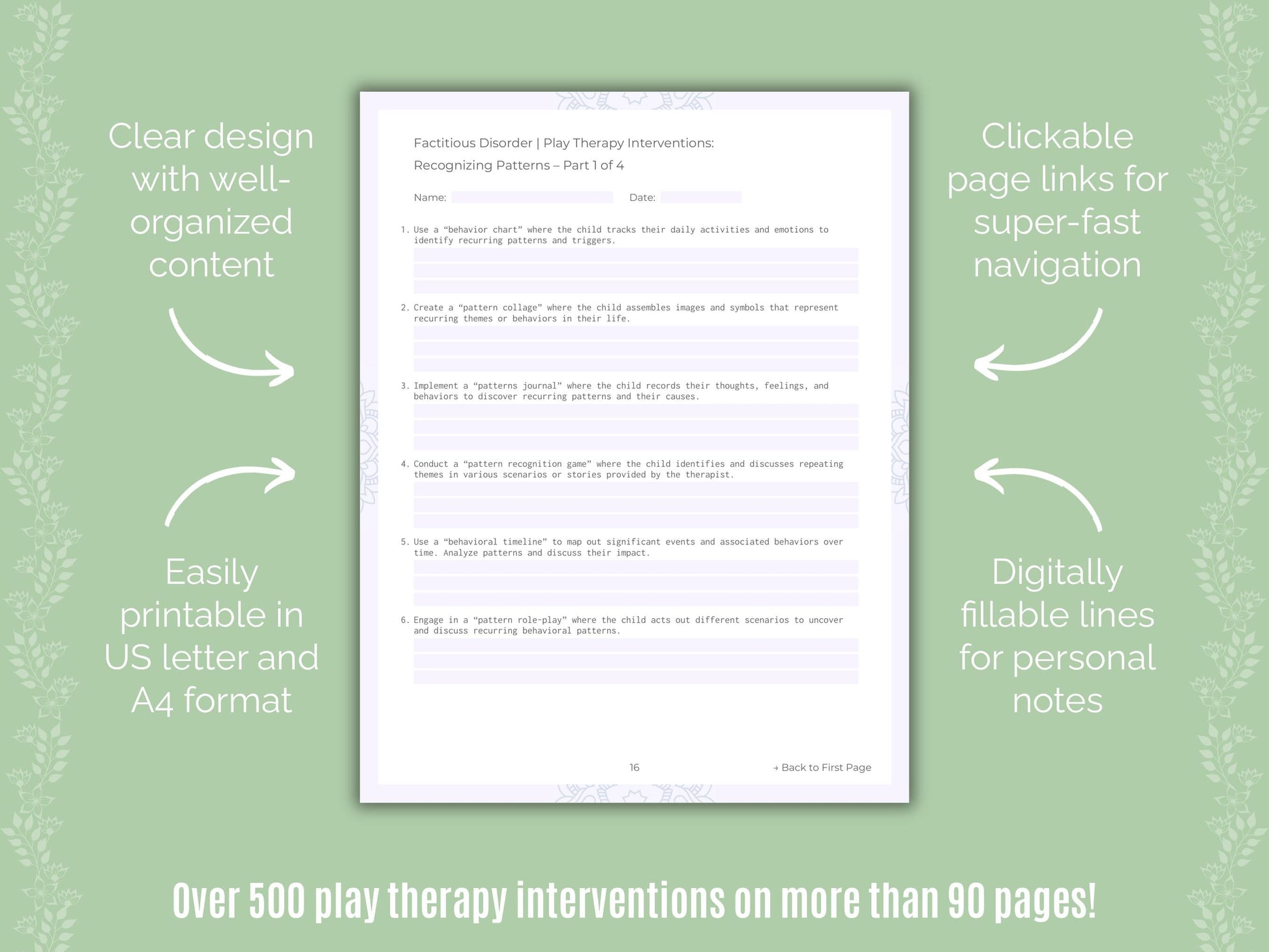 Factitious Disorder Play Therapy Counseling Templates