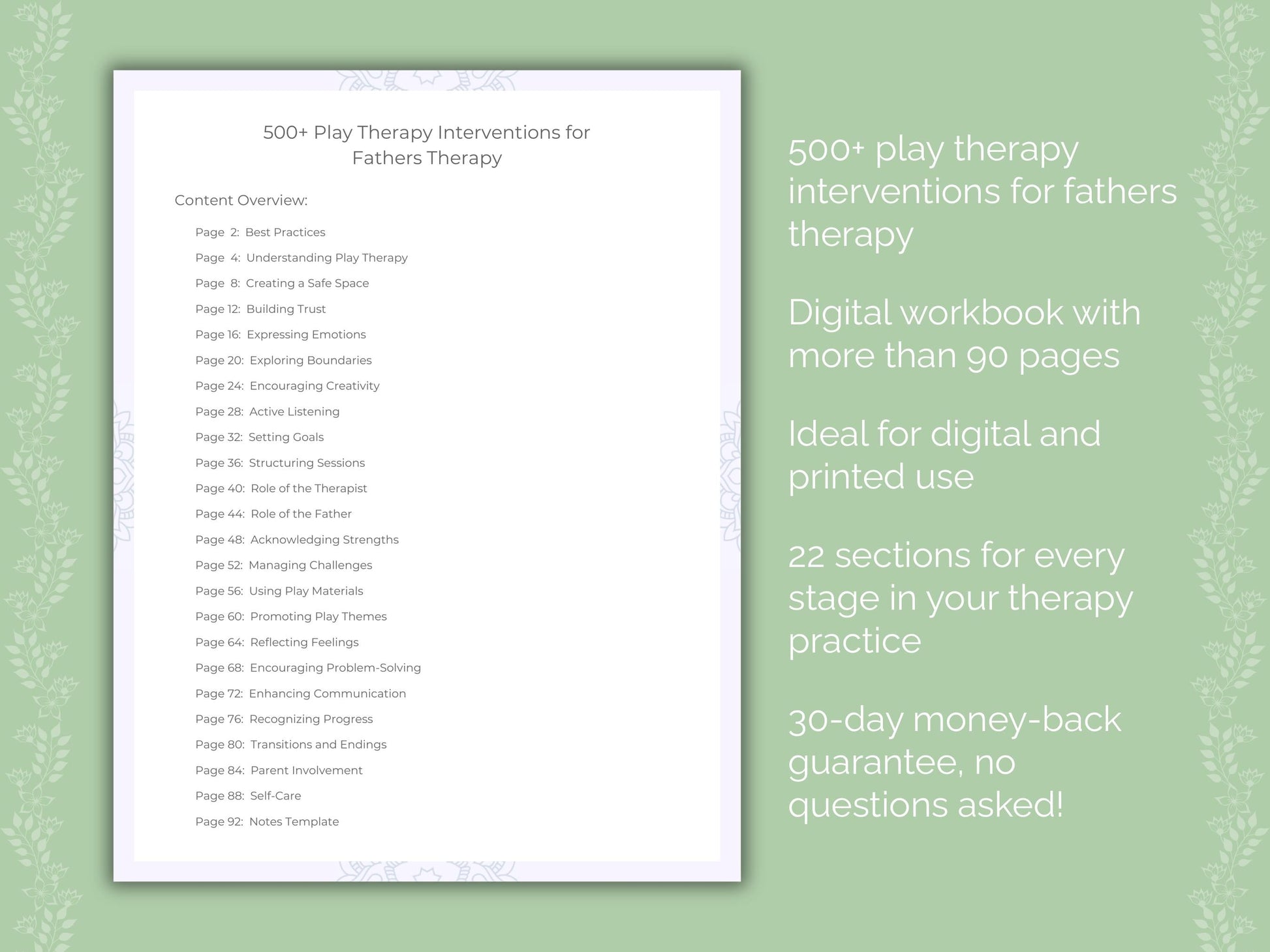 Fathers Play Therapy Therapist Worksheets
