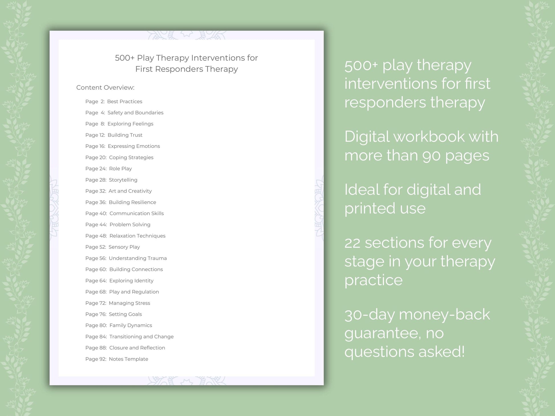 First Responders Play Therapy Therapist Worksheets