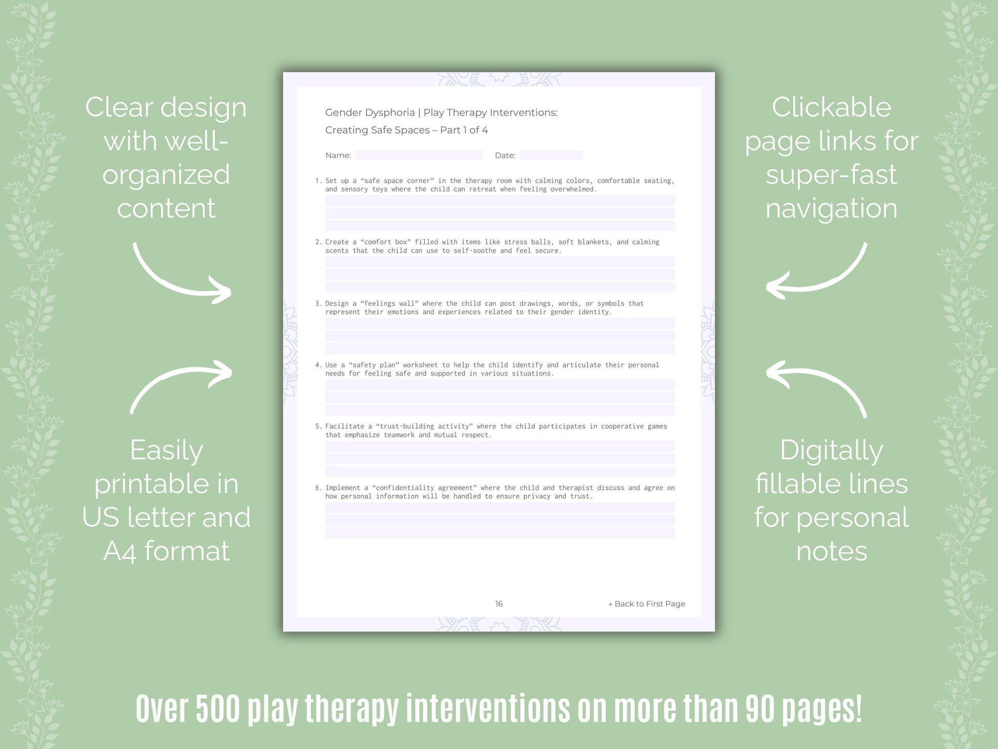 Gender Dysphoria Play Therapy Counseling Templates