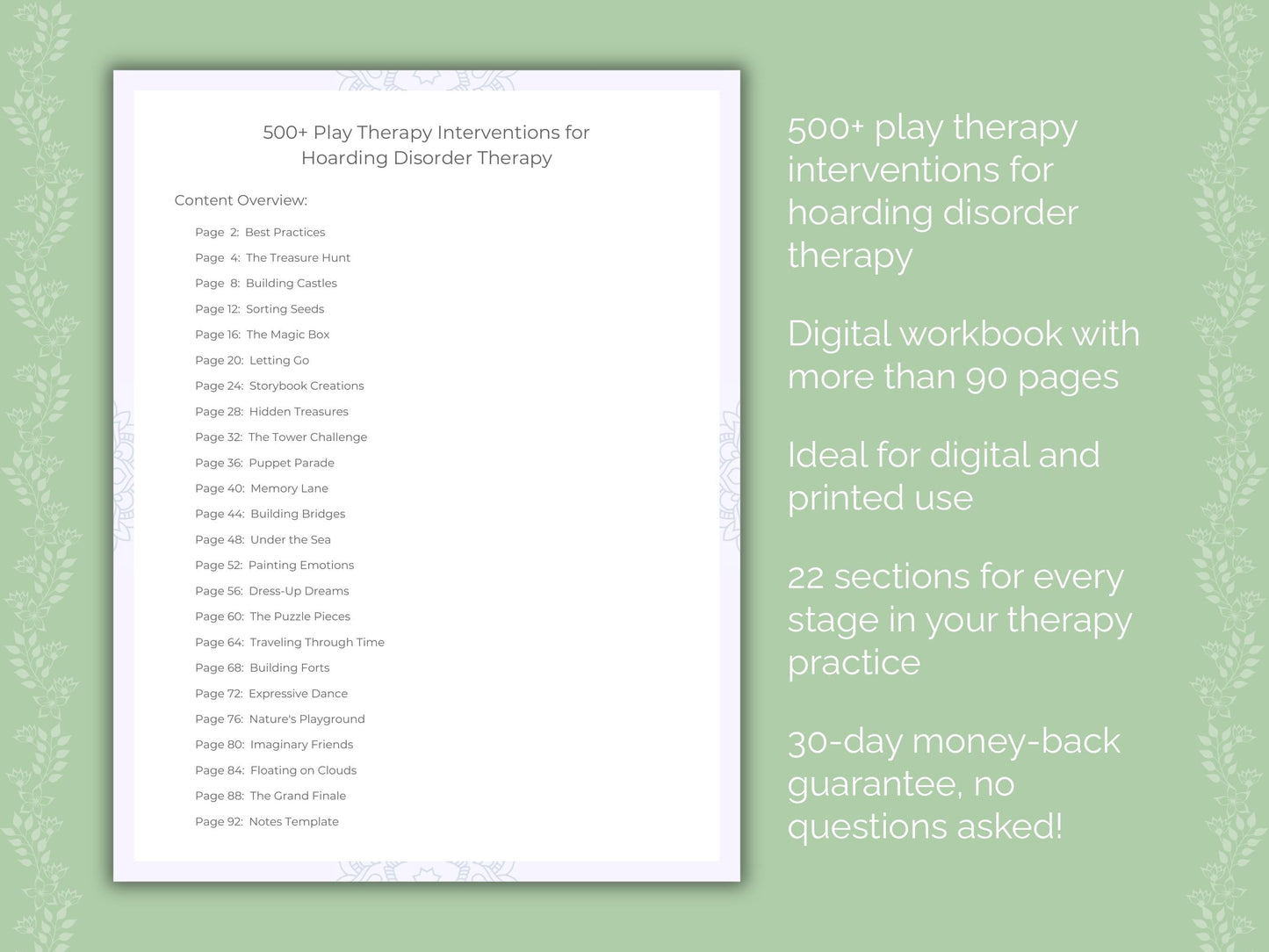 Hoarding Disorder Play Therapy Therapist Worksheets