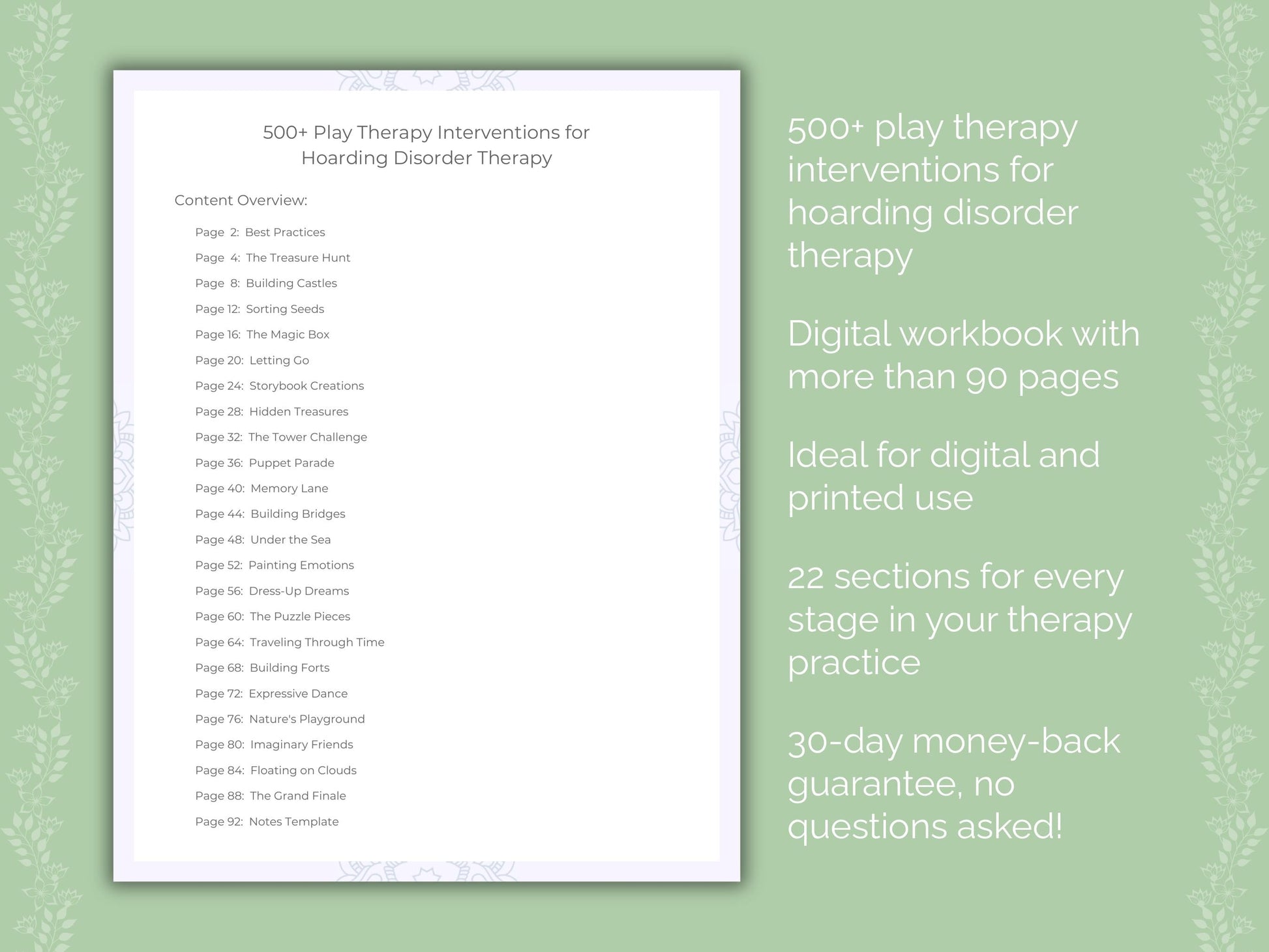 Hoarding Disorder Play Therapy Therapist Worksheets