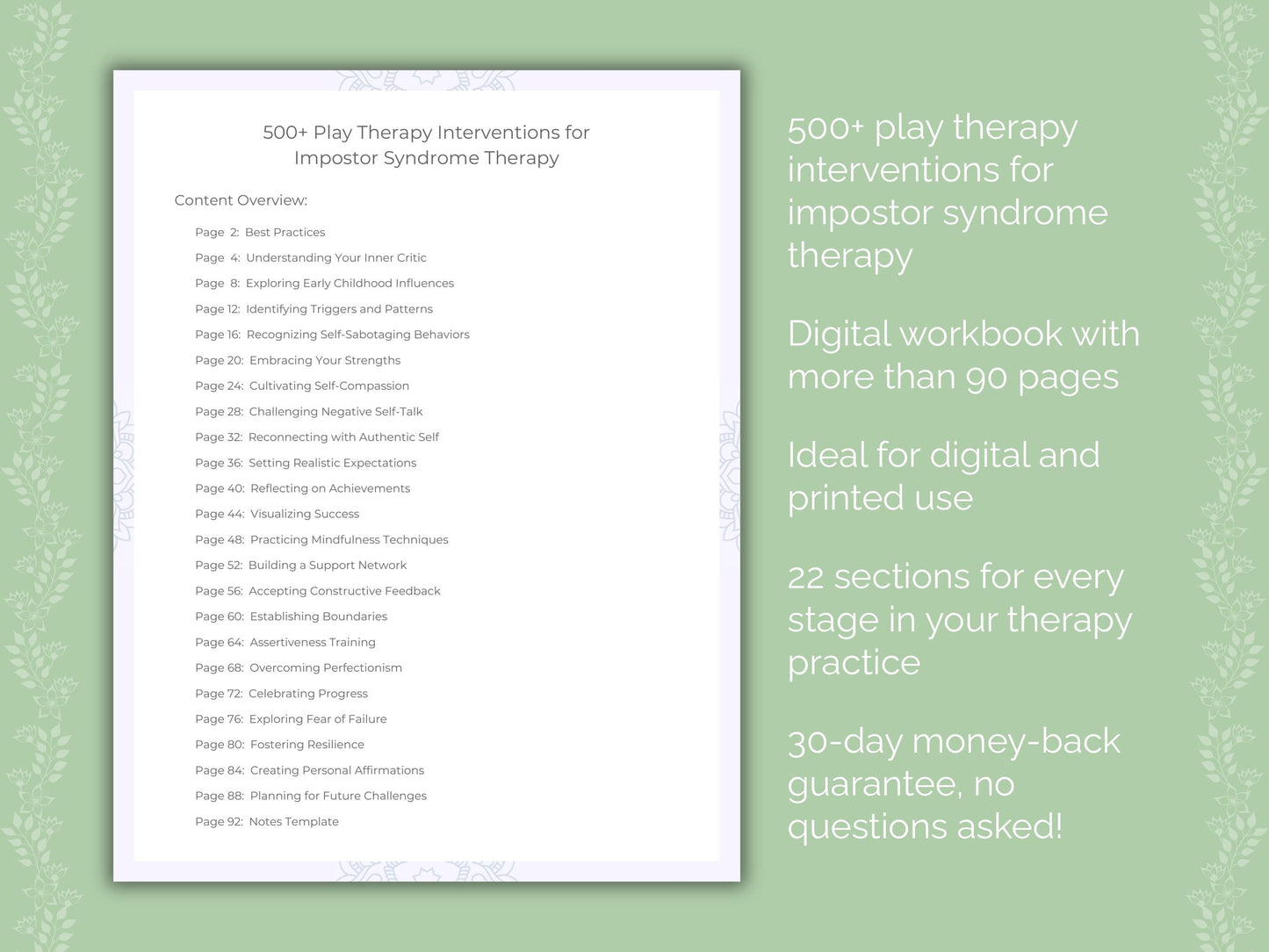 Impostor Syndrome Play Therapy Therapist Worksheets