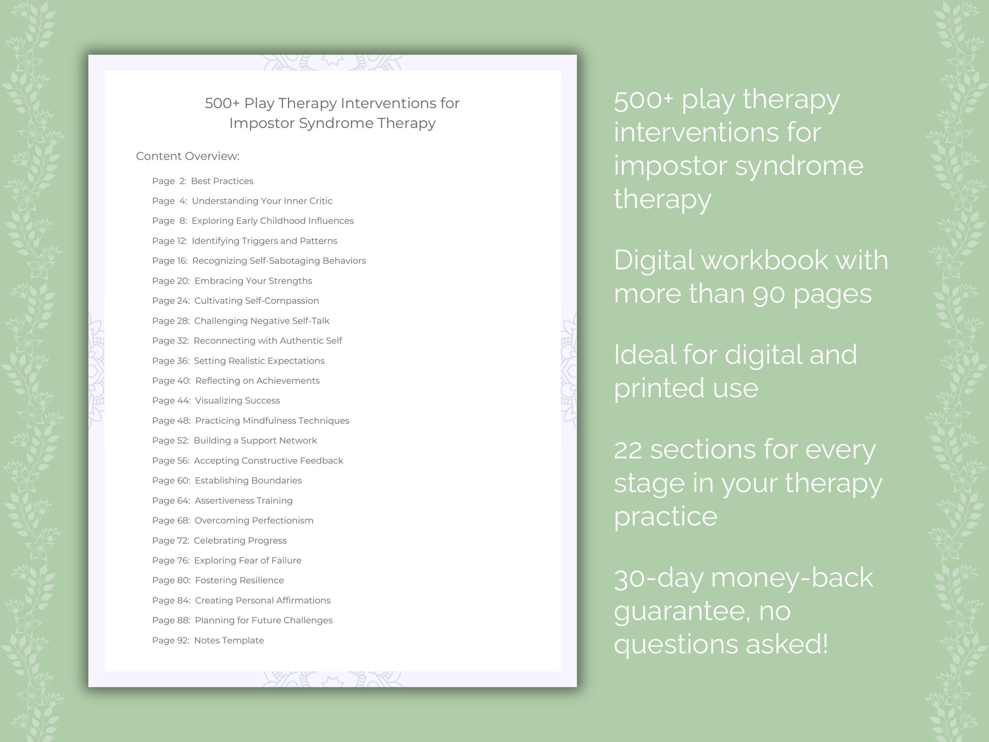Impostor Syndrome Play Therapy Therapist Worksheets