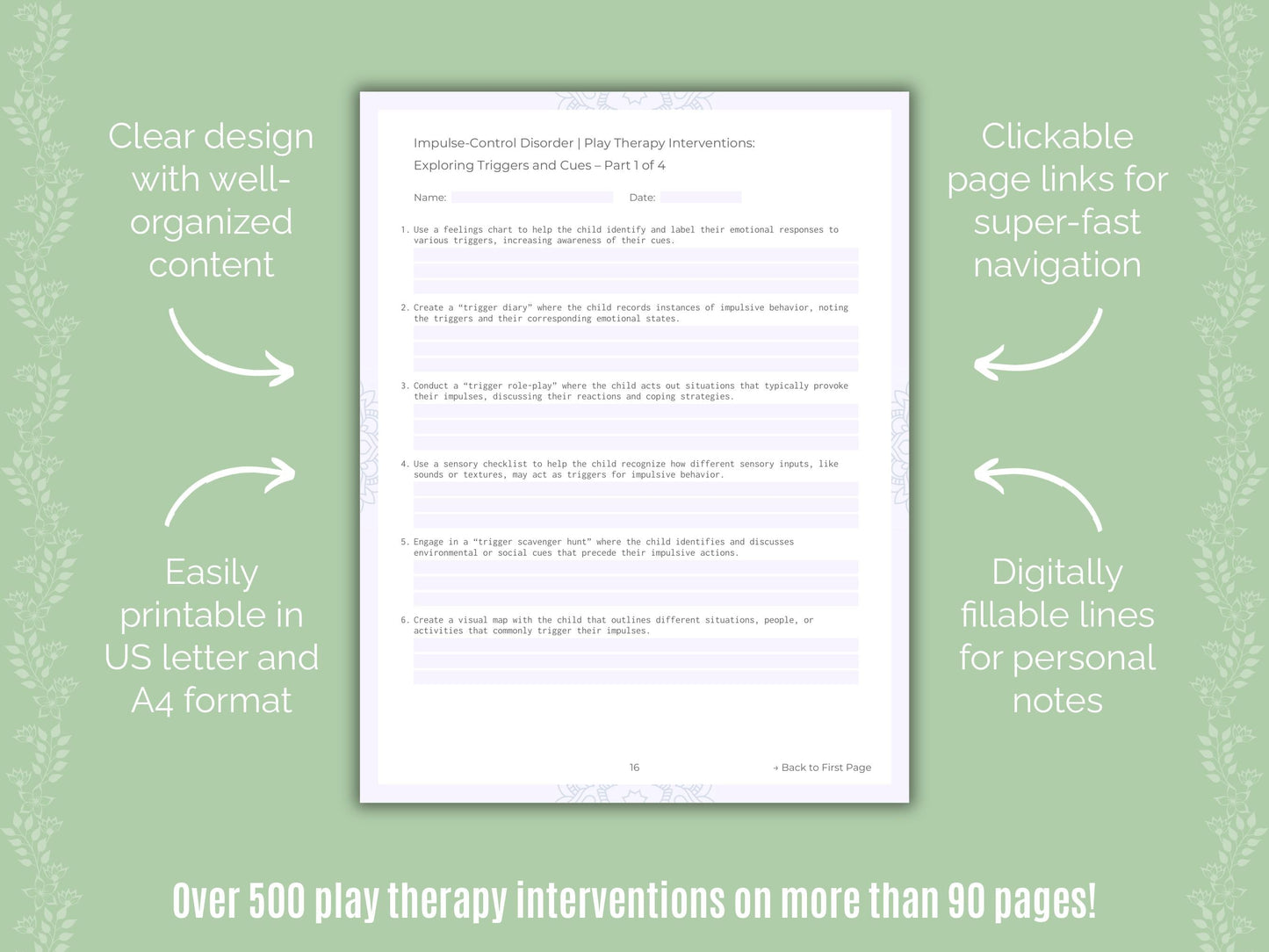 Impulse-Control Disorder (ICD) Play Therapy Counseling Templates