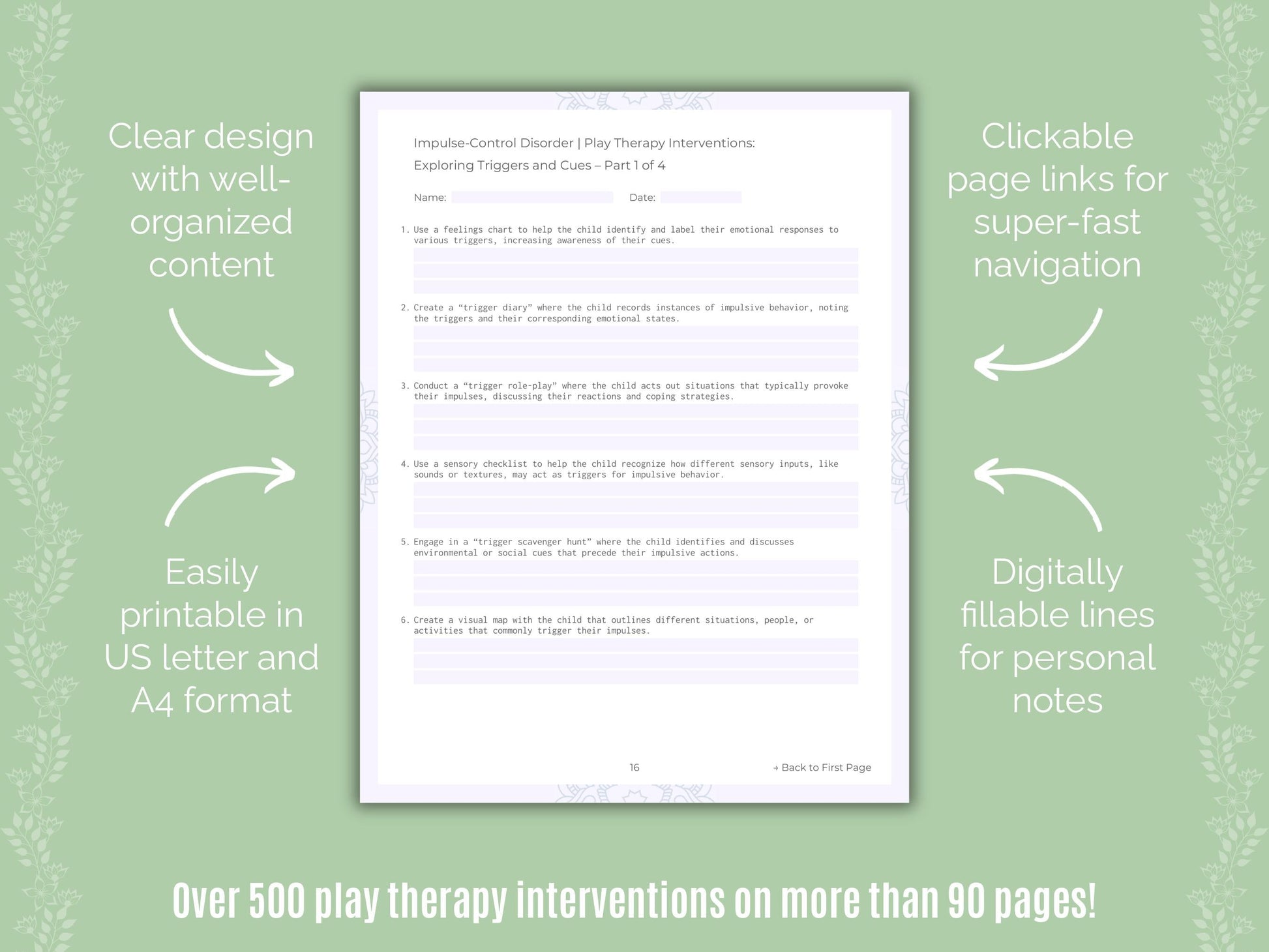 Impulse-Control Disorder (ICD) Play Therapy Counseling Templates