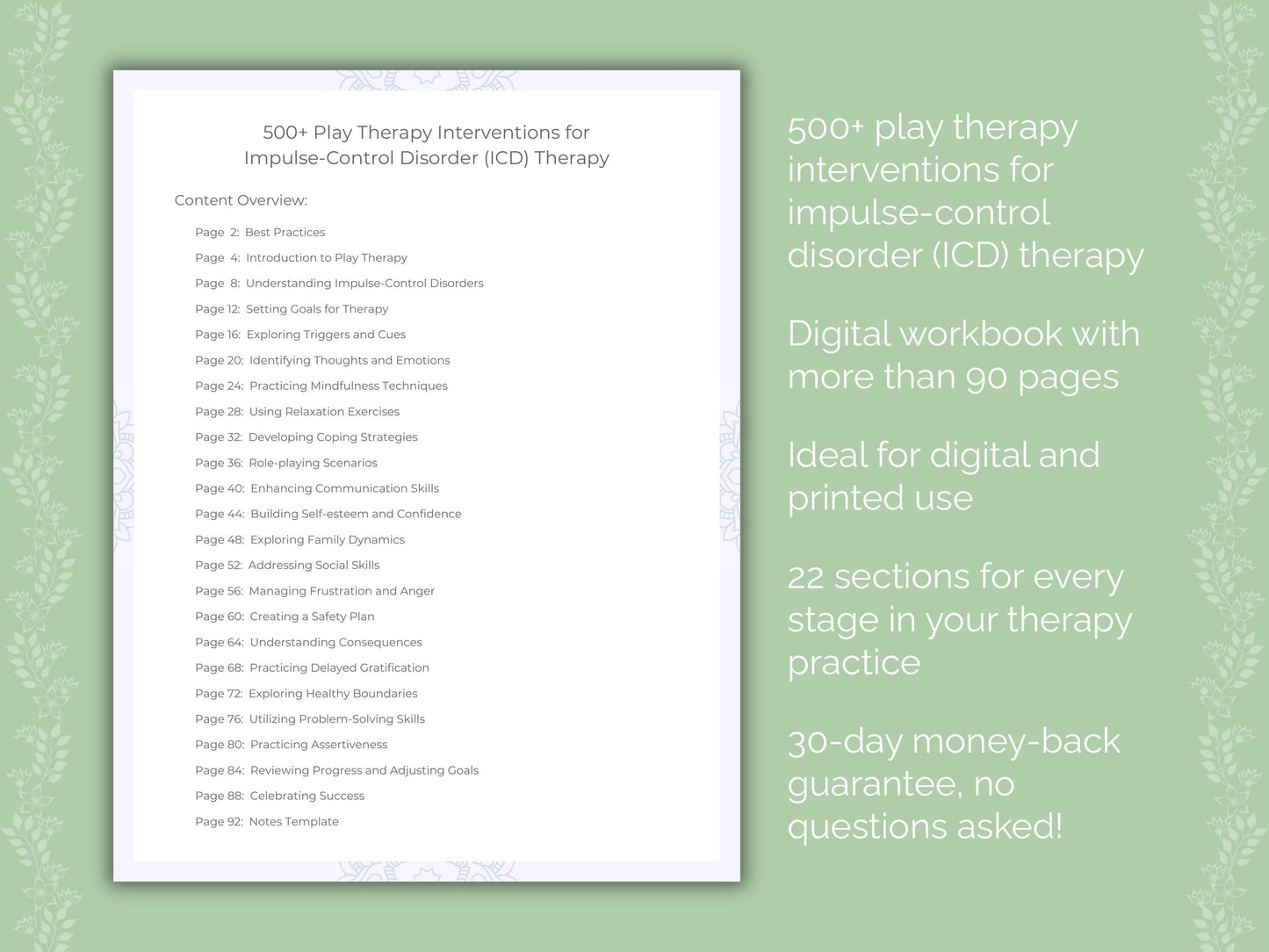 Impulse-Control Disorder (ICD) Play Therapy Therapist Worksheets