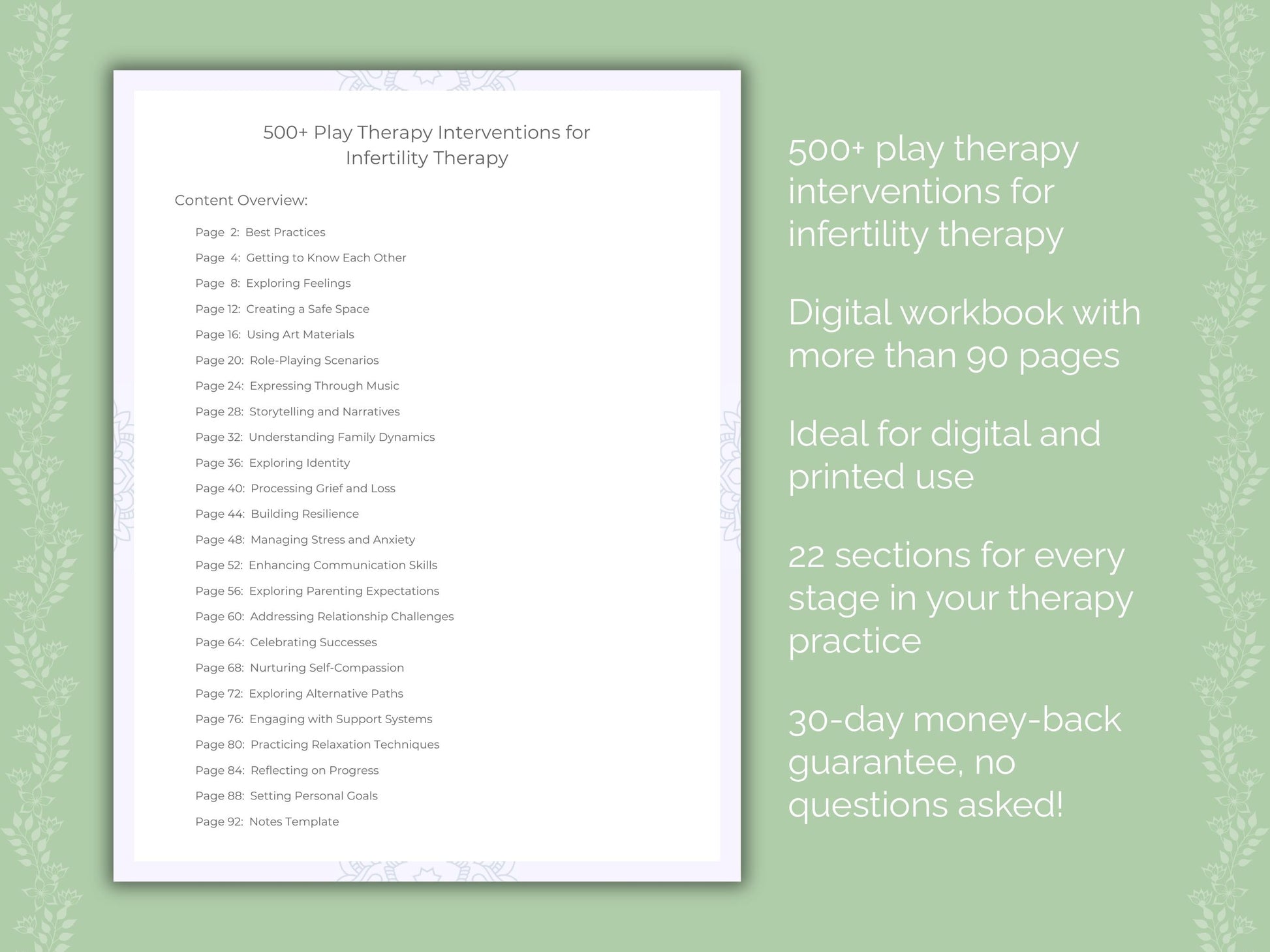 Infertility Play Therapy Therapist Worksheets