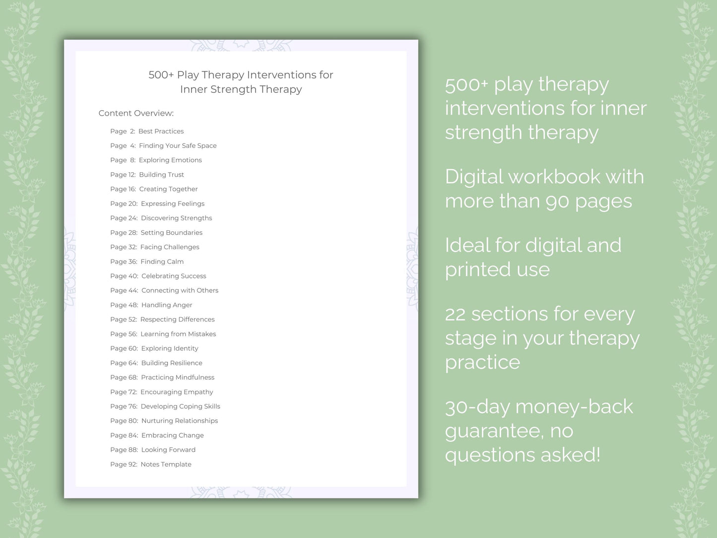 Inner Strength Play Therapy Therapist Worksheets