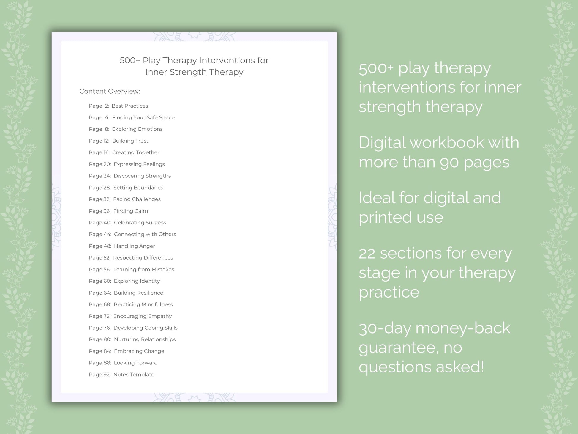 Inner Strength Play Therapy Therapist Worksheets