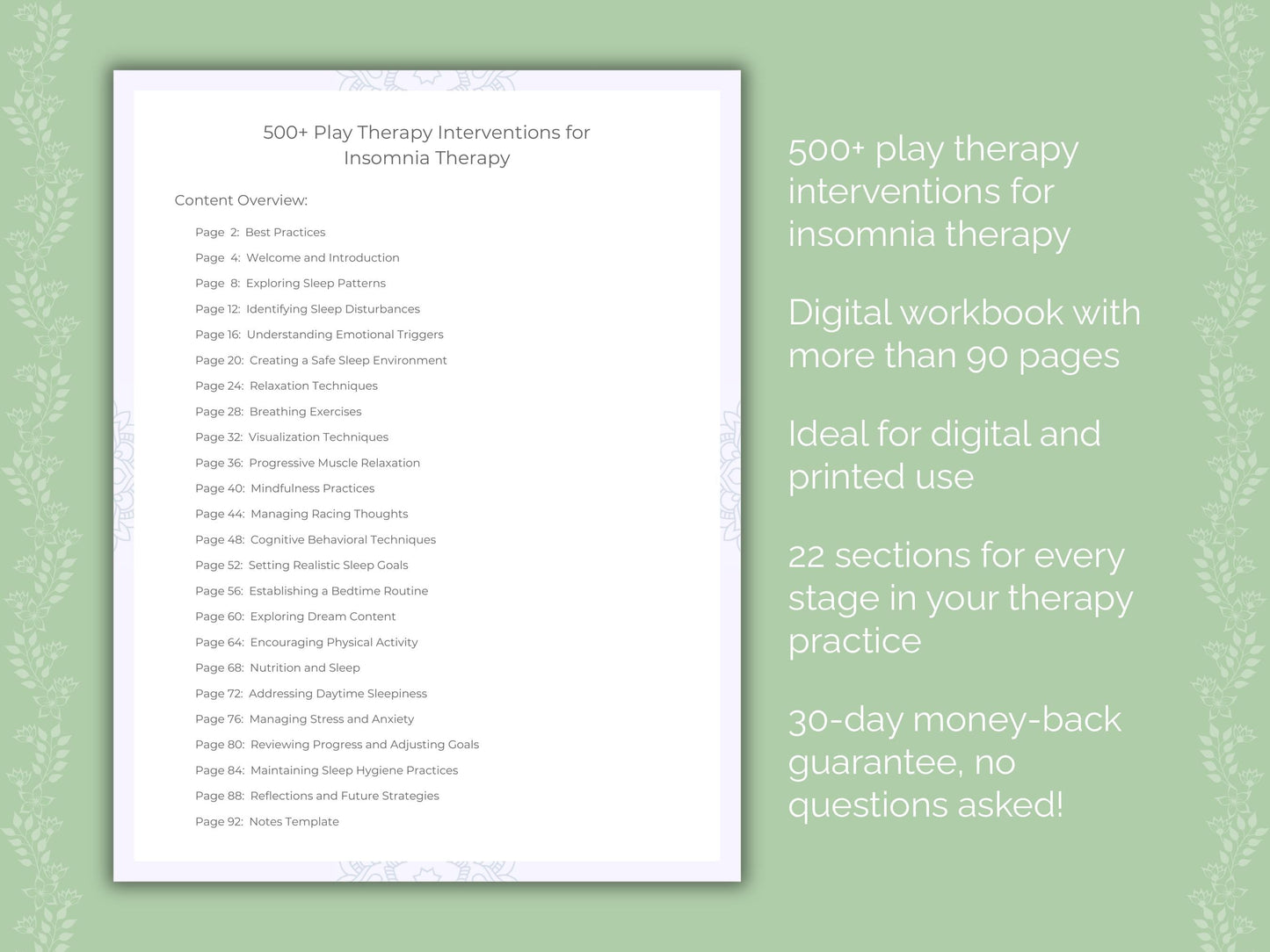 Insomnia Play Therapy Therapist Worksheets