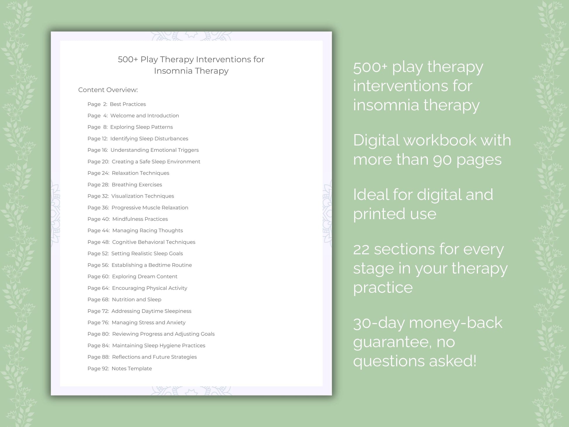 Insomnia Play Therapy Therapist Worksheets