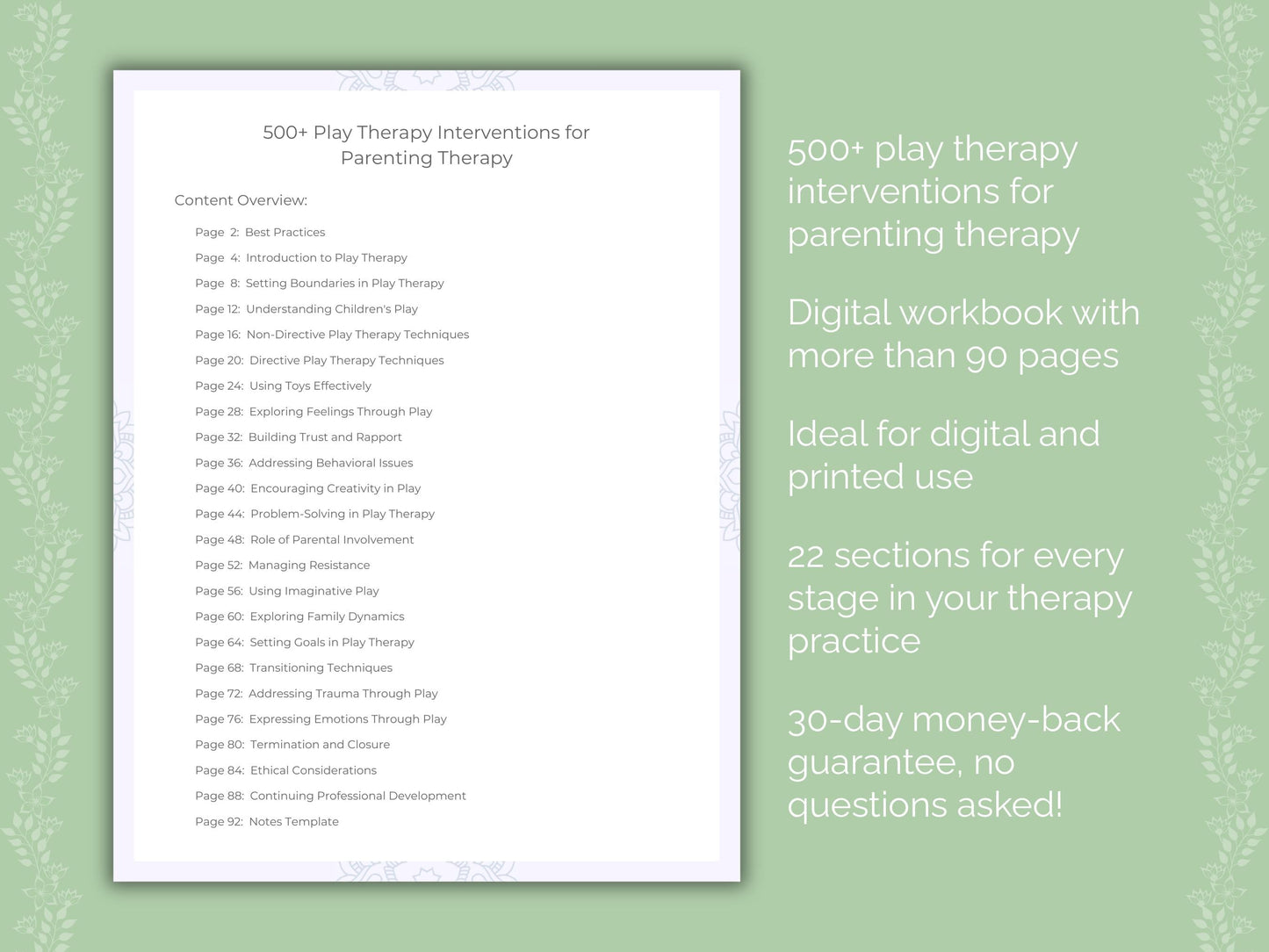 Parenting Play Therapy Therapist Worksheets