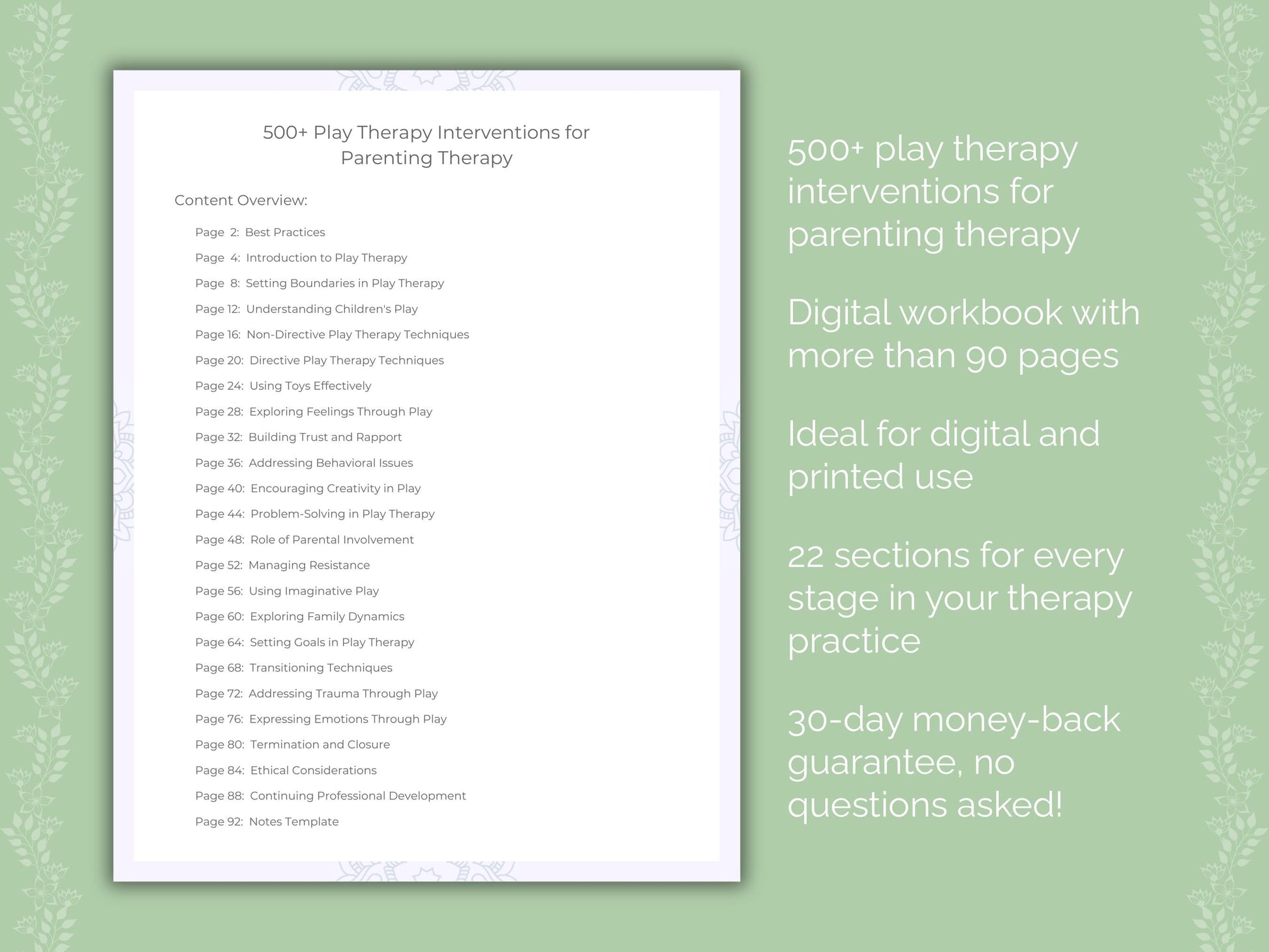 Parenting Play Therapy Therapist Worksheets