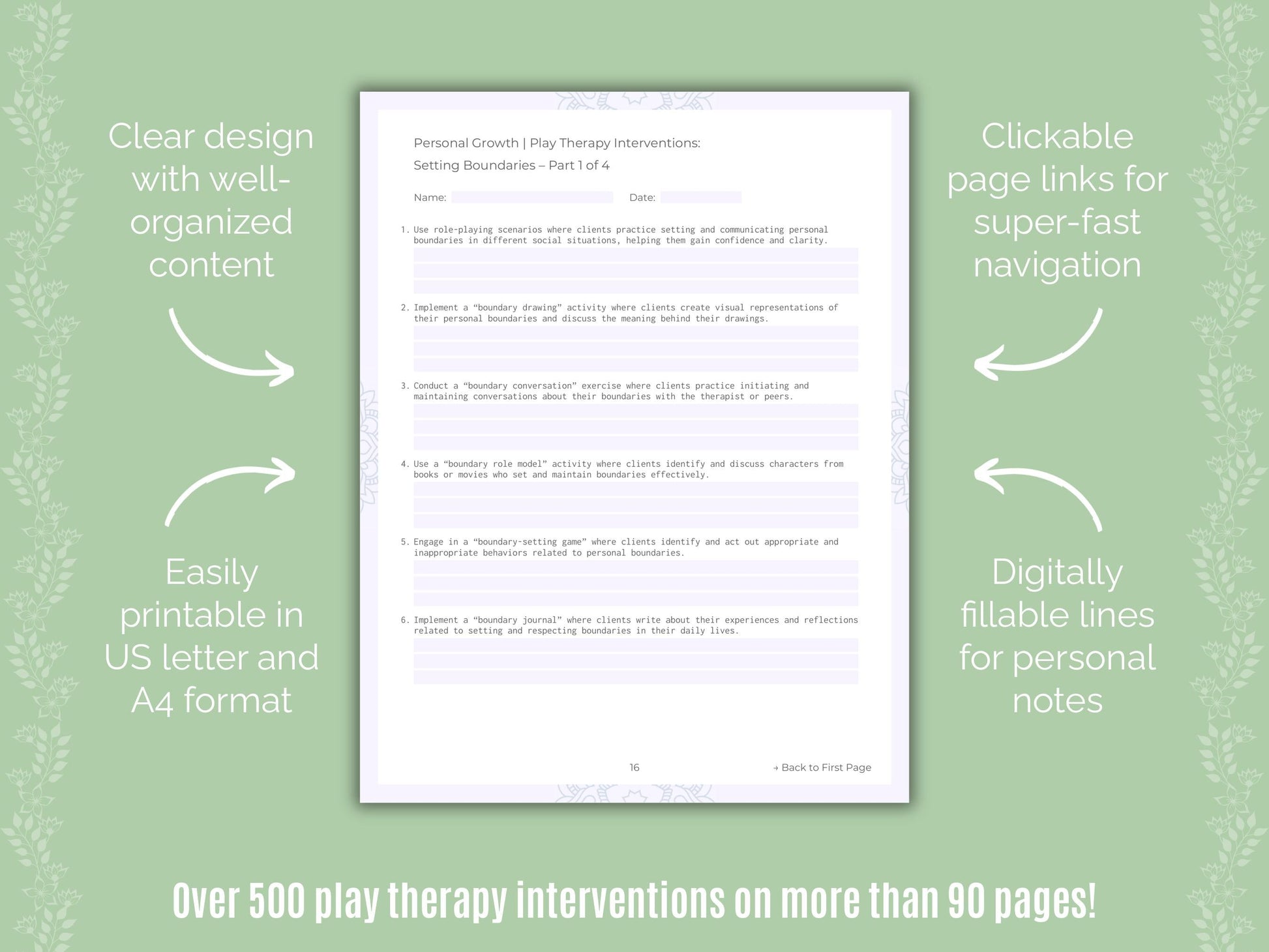 Personal Growth Play Therapy Counseling Templates