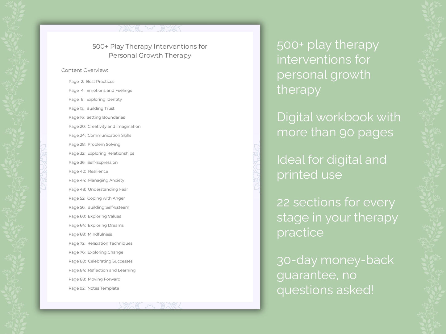 Personal Growth Play Therapy Therapist Worksheets