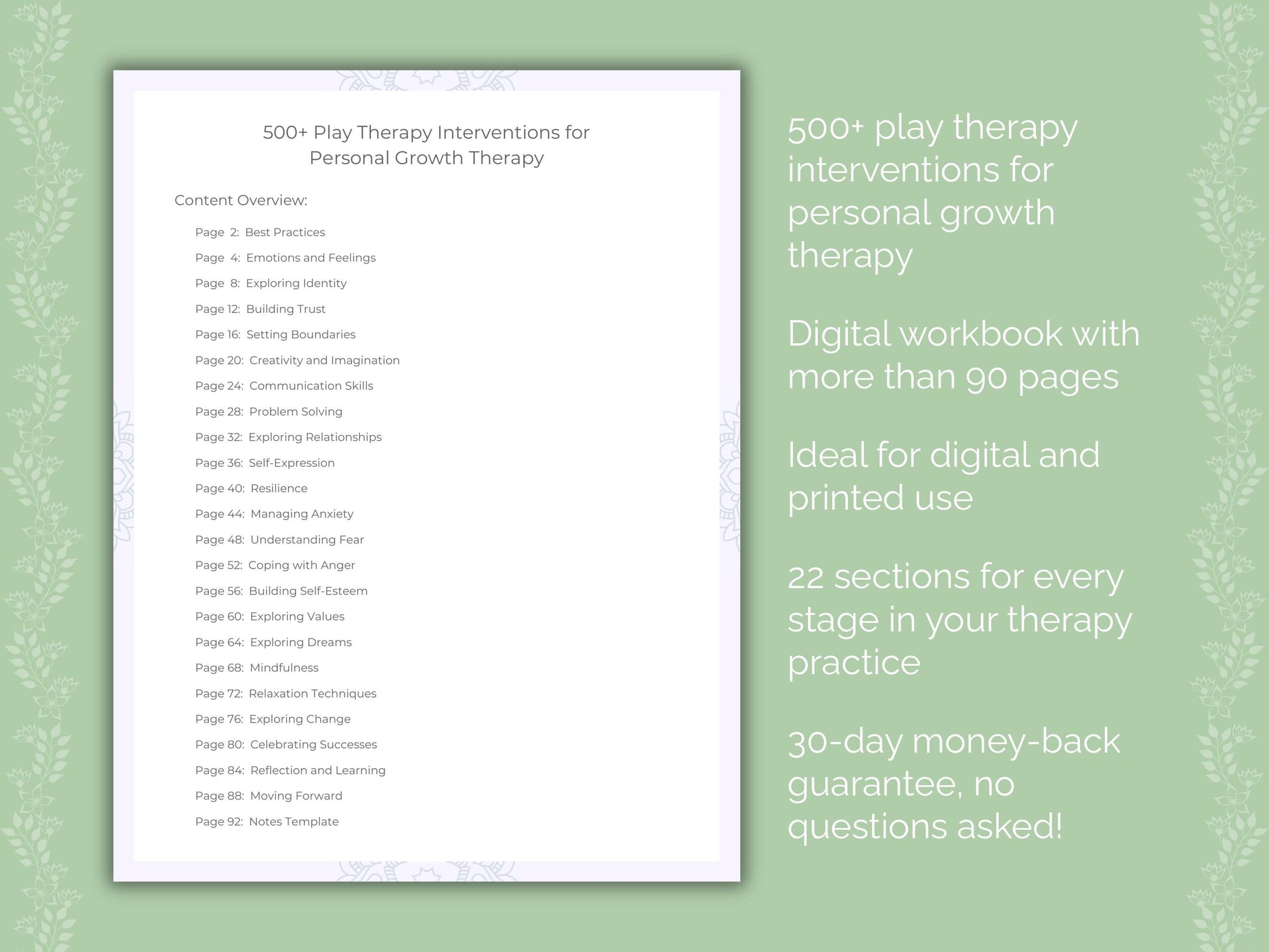 Personal Growth Play Therapy Therapist Worksheets