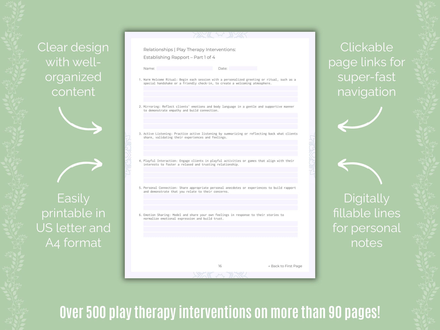 Relationships Play Therapy Counseling Templates