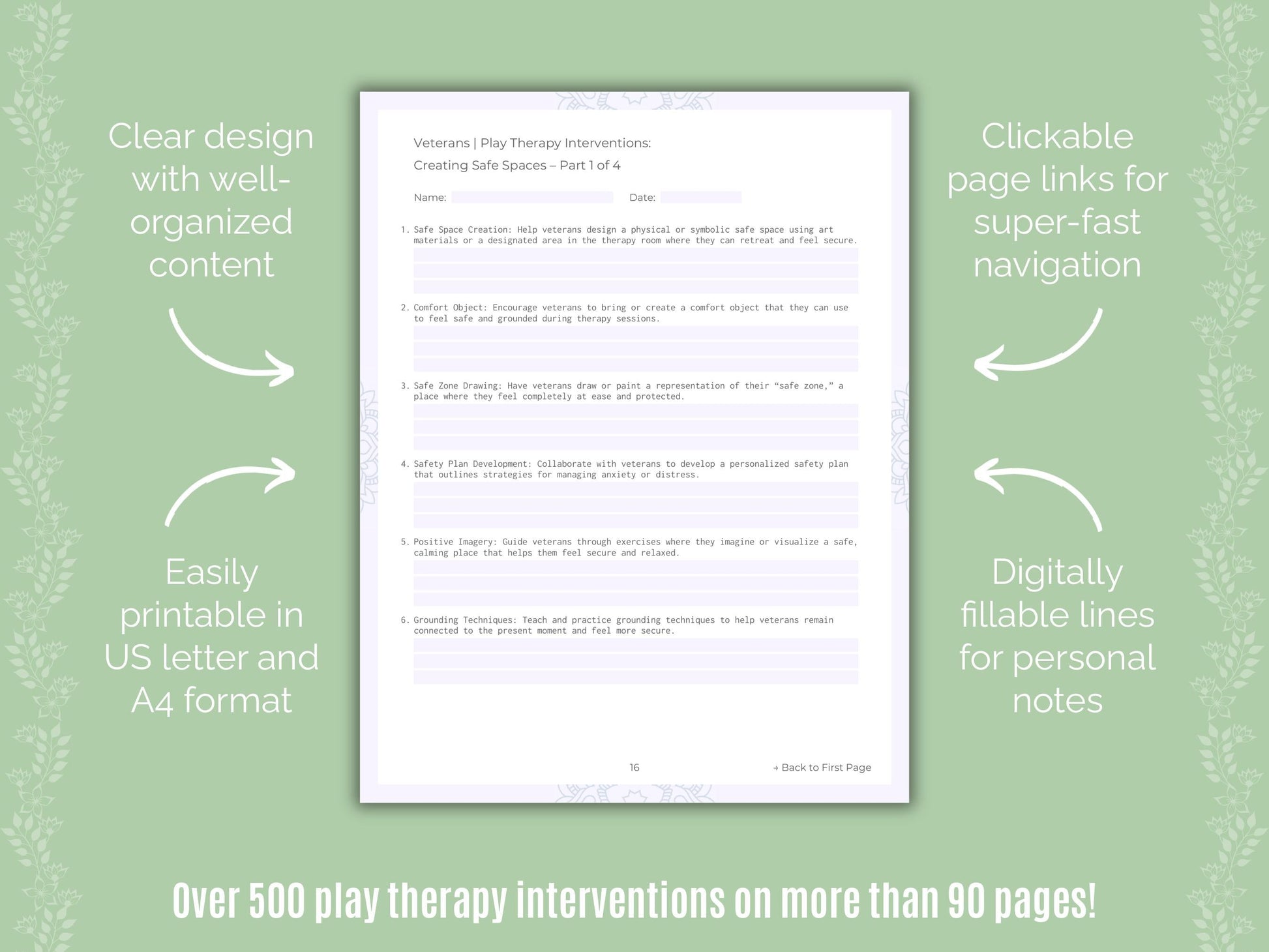 Veterans Play Therapy Counseling Templates