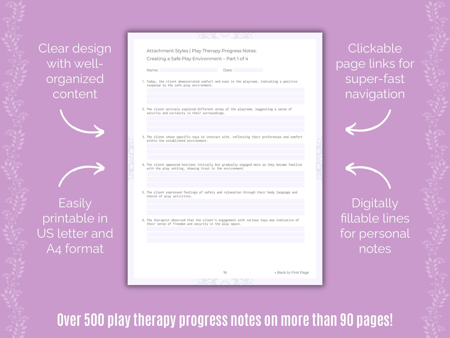 Attachment Styles Play Therapy Counseling Templates