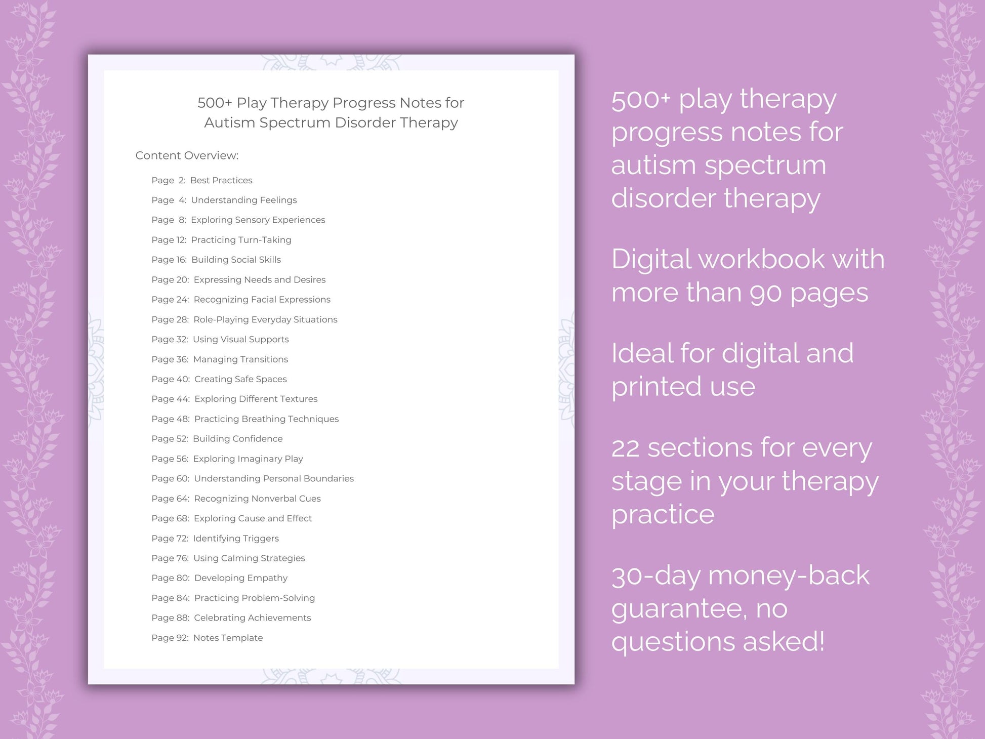 Autism Spectrum Disorder Play Therapy Therapist Worksheets