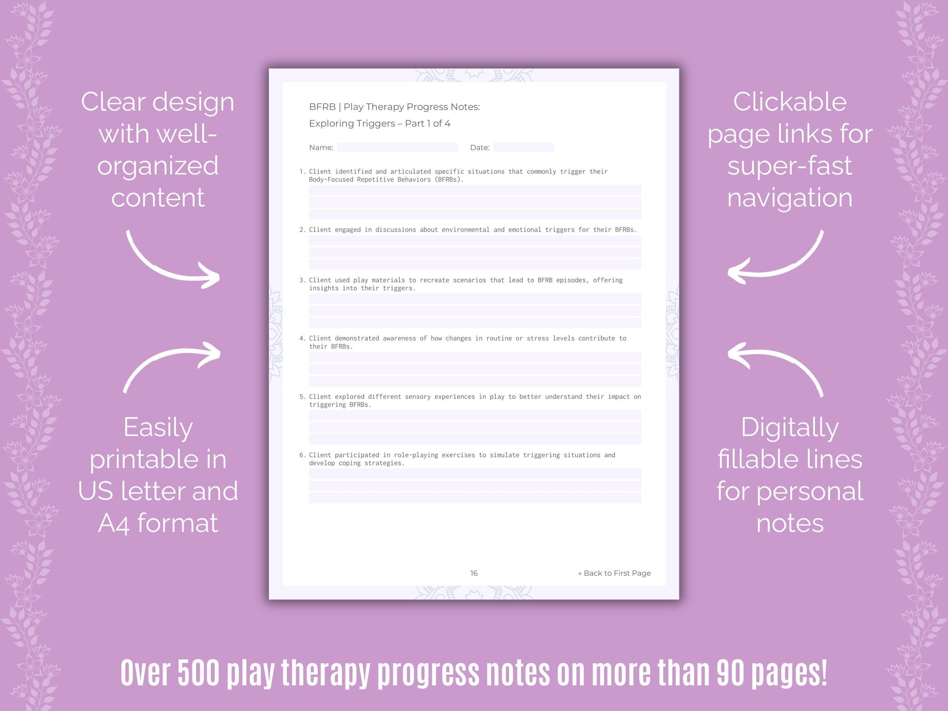 Body-Focused Repetitive Behavior (BFRB) Play Therapy Counseling Templates