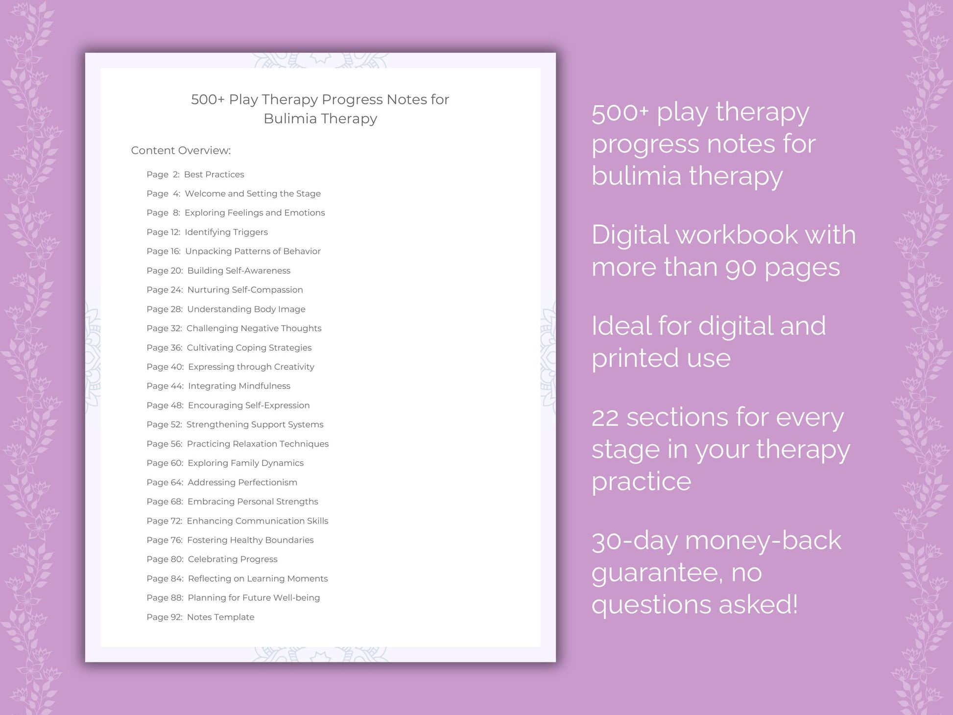 Bulimia Play Therapy Therapist Worksheets