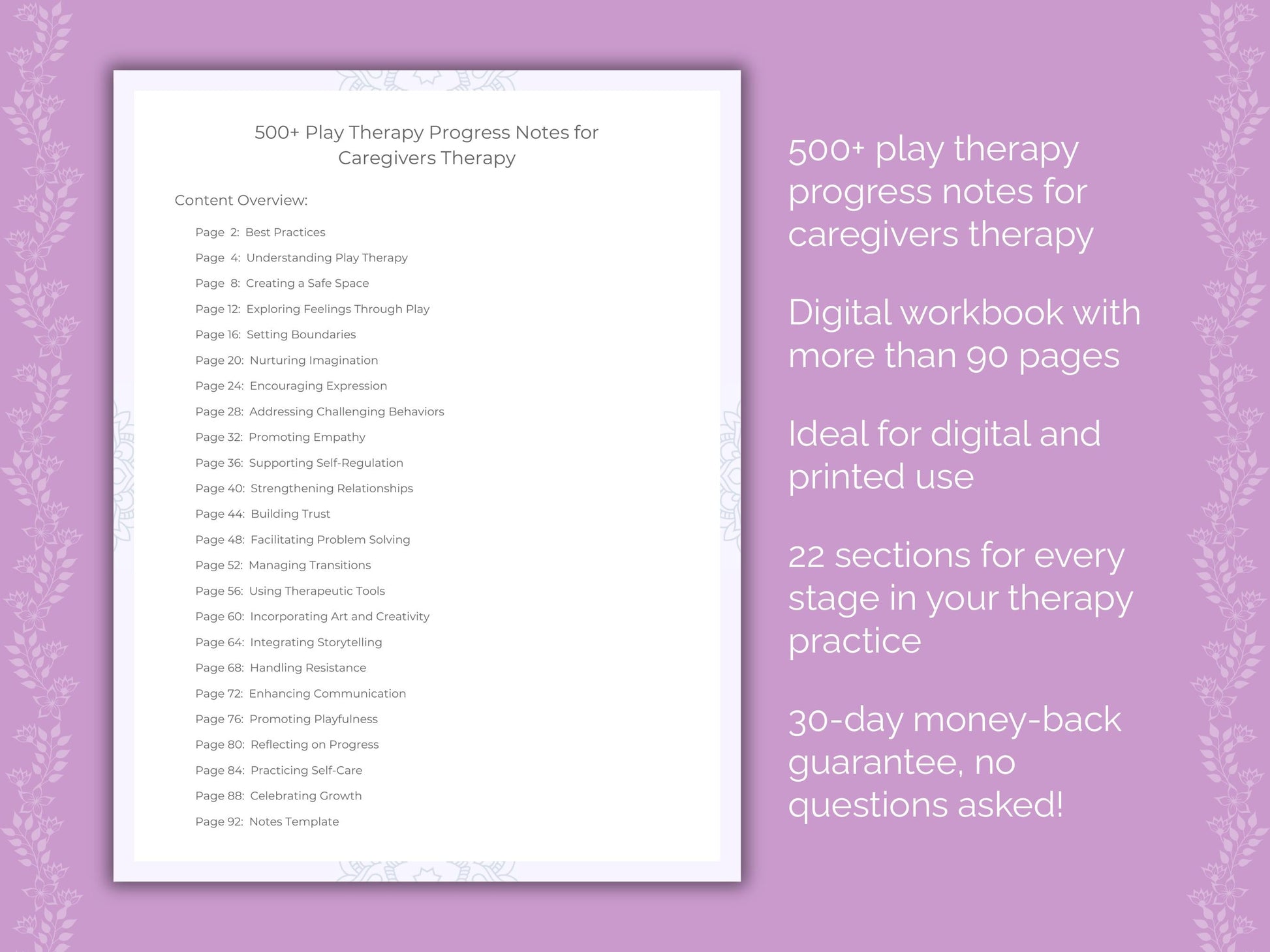 Caregivers Play Therapy Therapist Worksheets