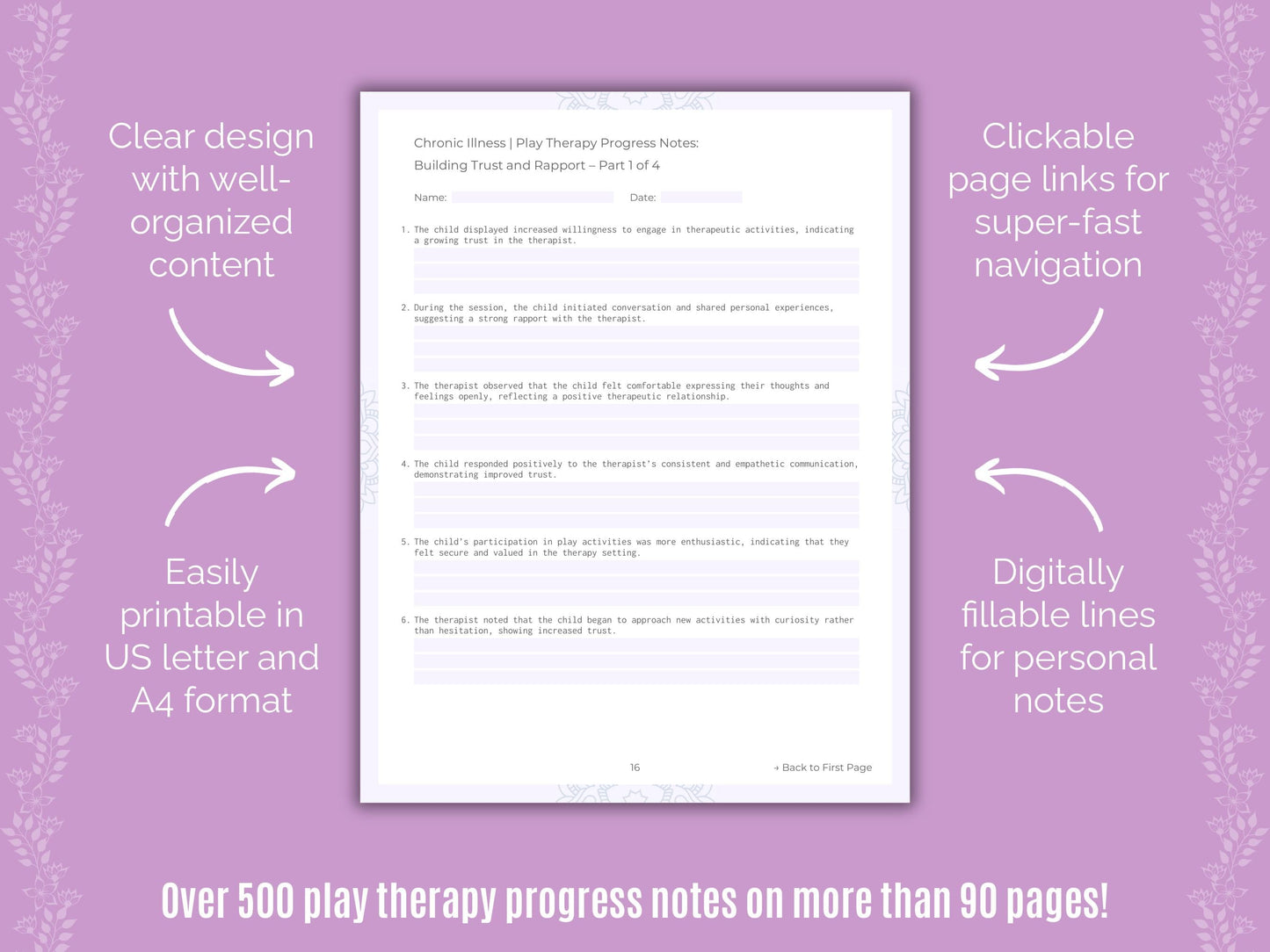 Chronic Illness Play Therapy Counseling Templates