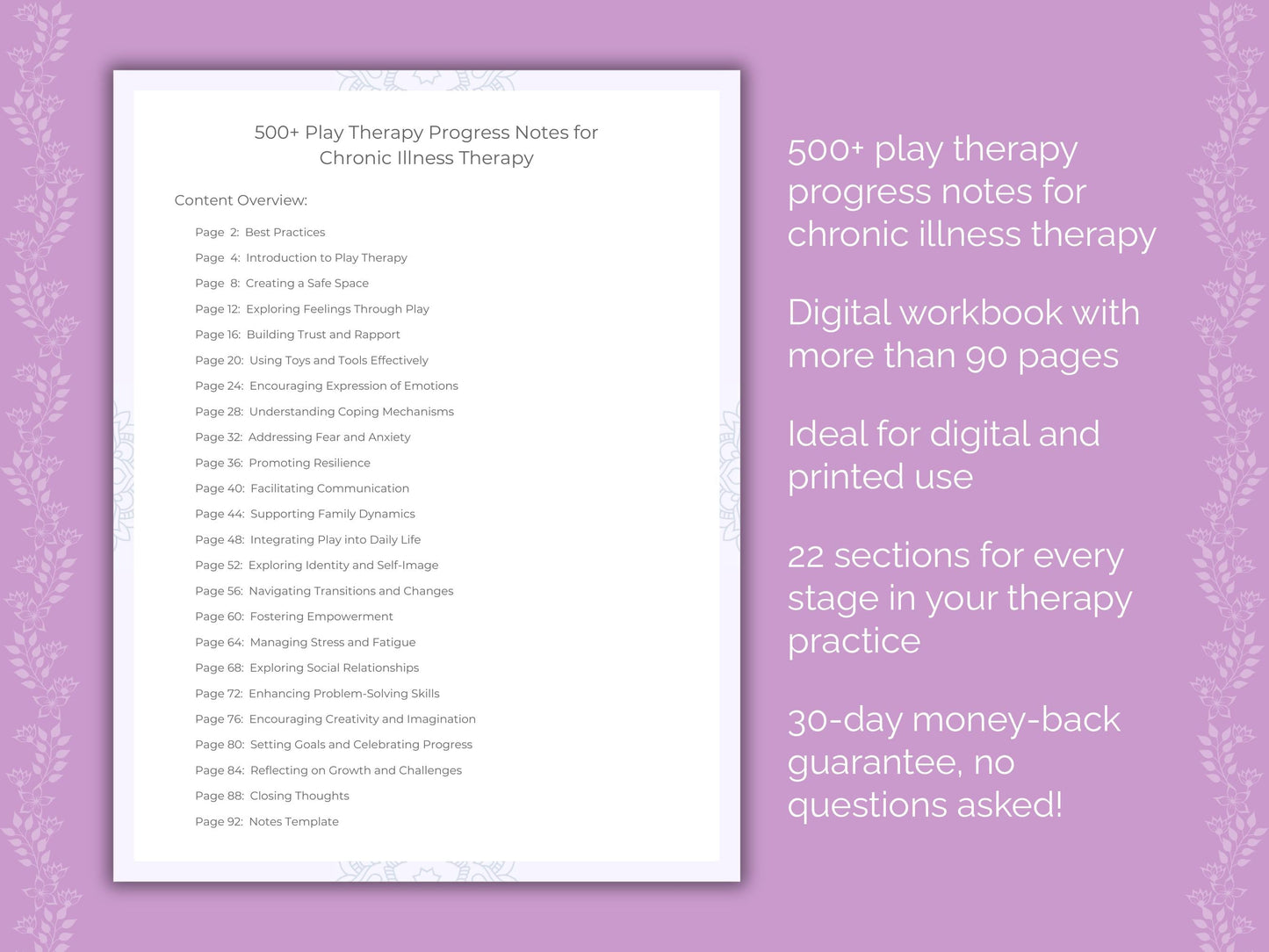 Chronic Illness Play Therapy Therapist Worksheets