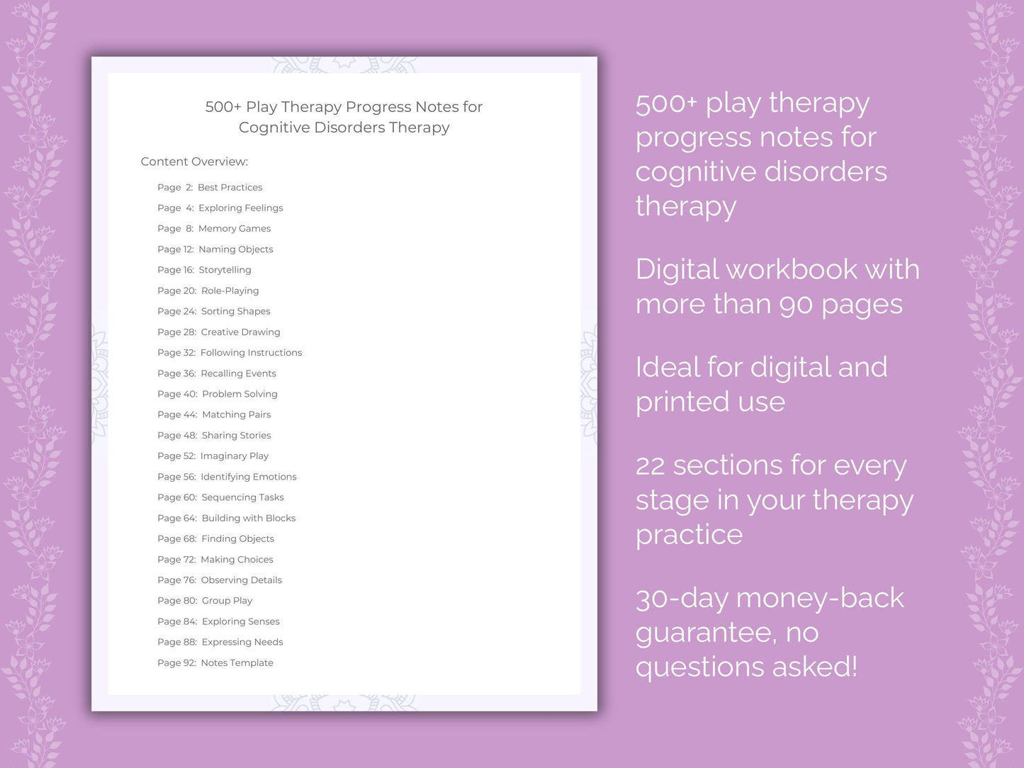 Cognitive Disorders Play Therapy Therapist Worksheets