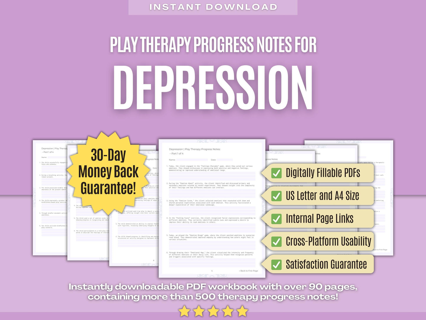 Depression Play Therapy Psychology Workbooks