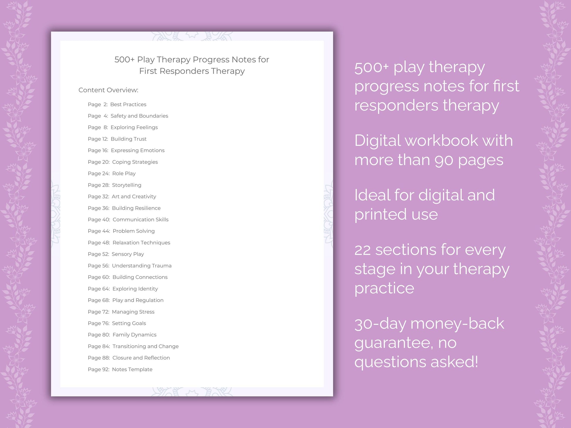 First Responders Play Therapy Therapist Worksheets