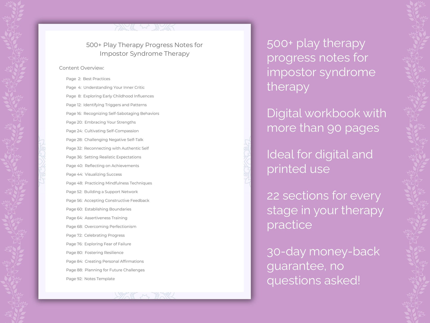 Impostor Syndrome Play Therapy Therapist Worksheets