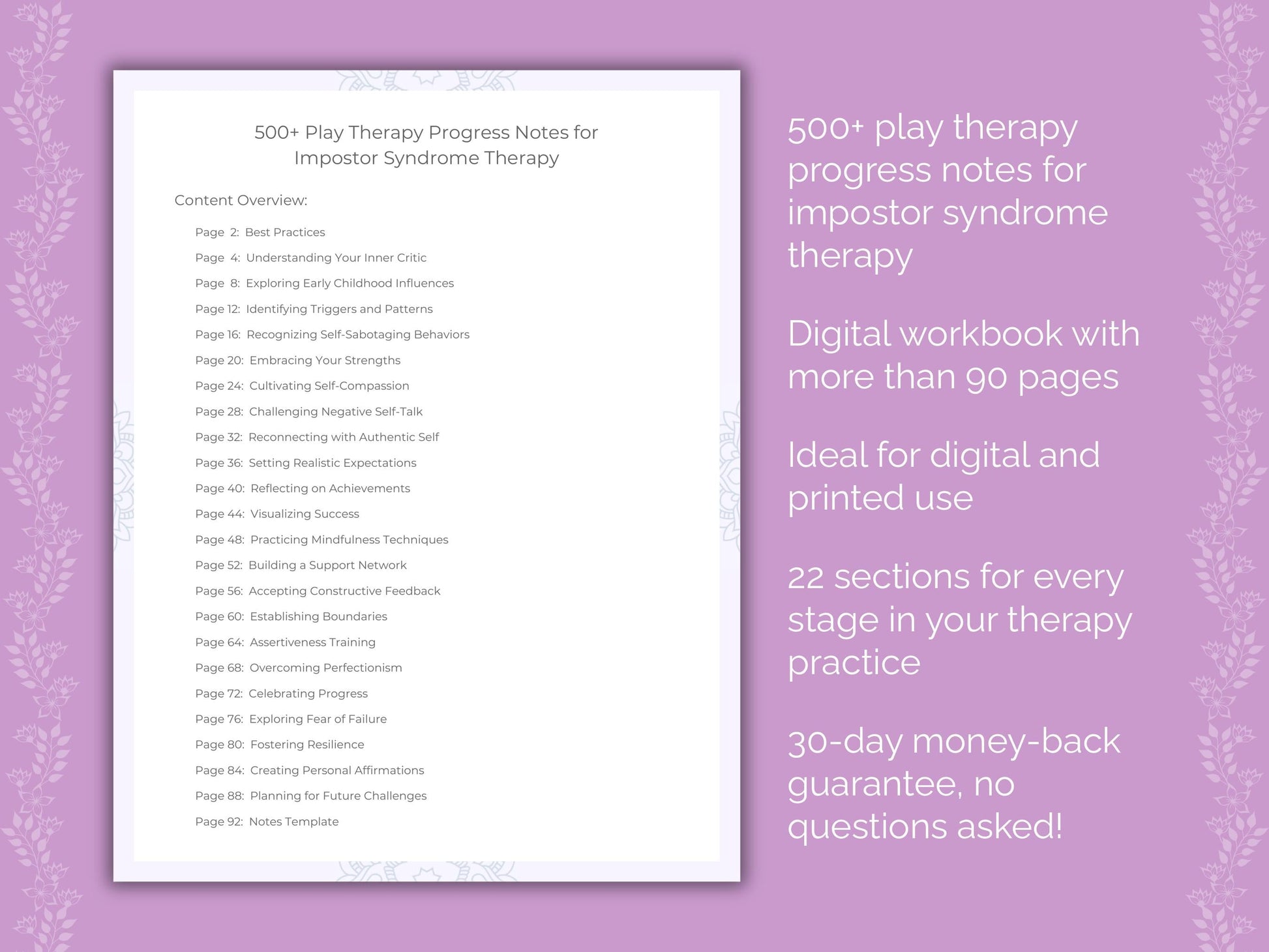 Impostor Syndrome Play Therapy Therapist Worksheets