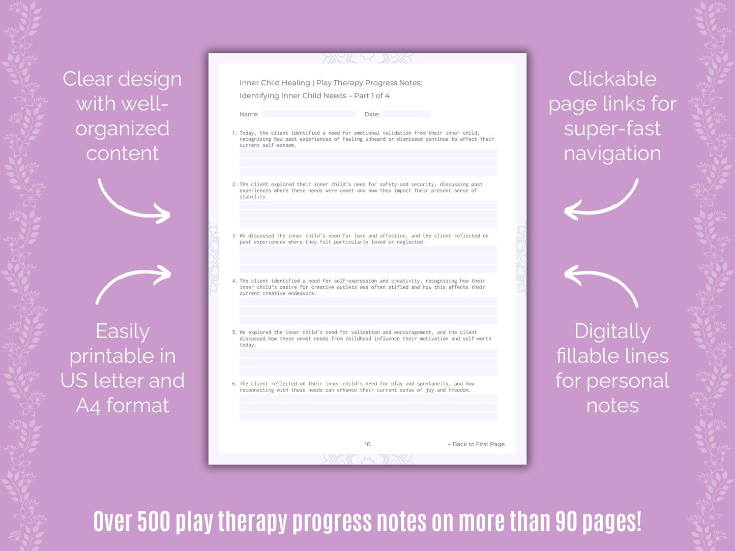 Inner Child Healing Play Therapy Counseling Templates