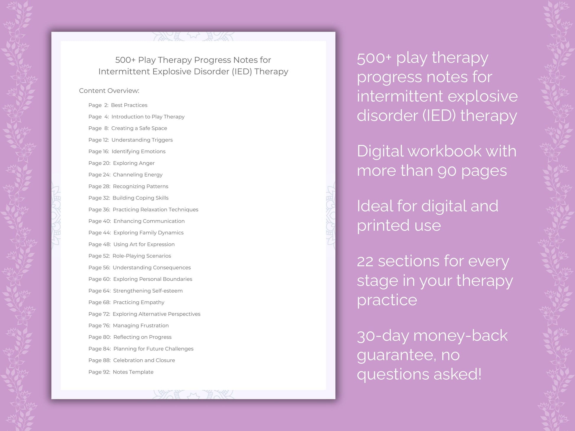 Intermittent Explosive Disorder (IED) Play Therapy Therapist Worksheets