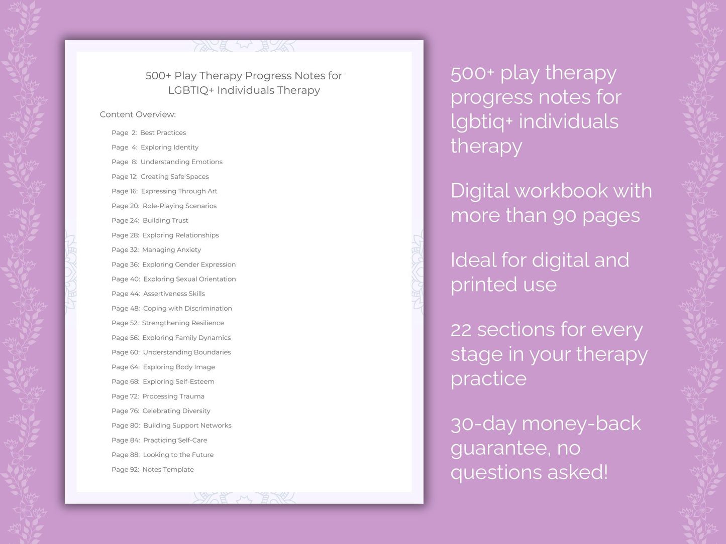 LGBTIQ+ Individuals Play Therapy Therapist Worksheets