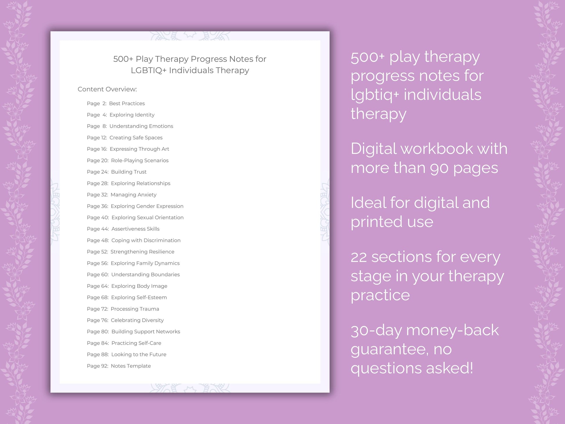 LGBTIQ+ Individuals Play Therapy Therapist Worksheets