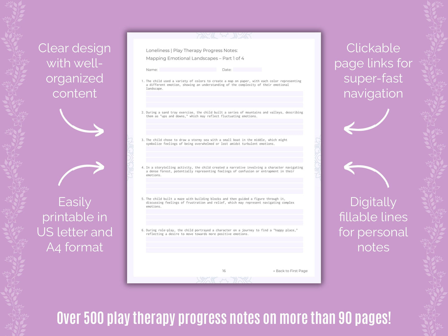 Loneliness Play Therapy Counseling Templates