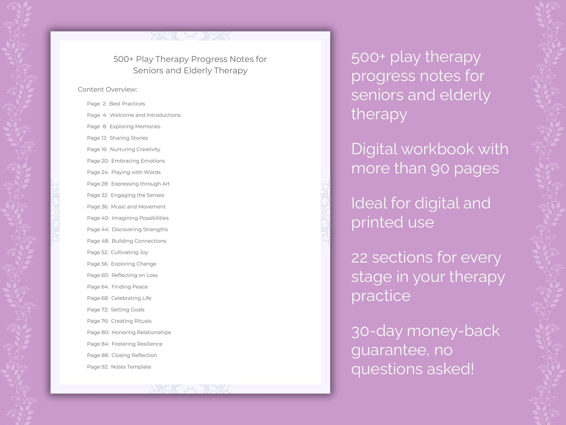 Seniors and Elderly Play Therapy Therapist Worksheets