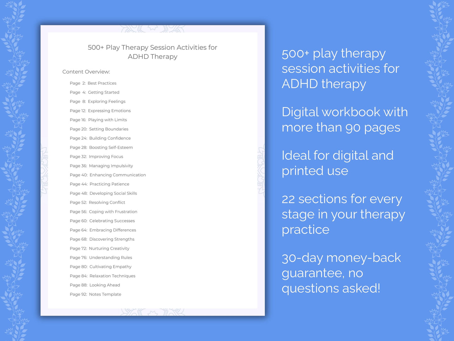 ADHD Play Therapy Therapist Worksheets