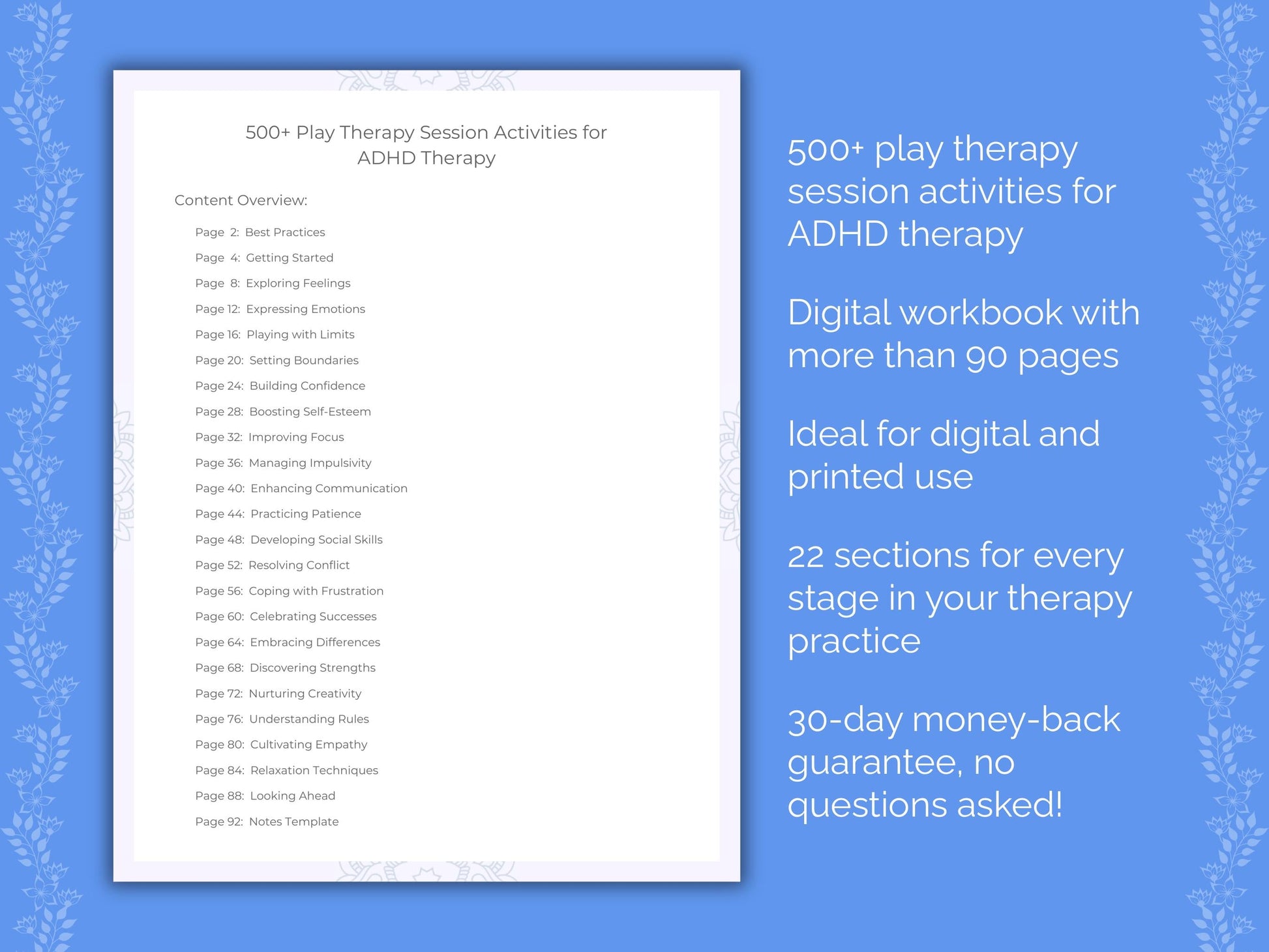 ADHD Play Therapy Therapist Worksheets