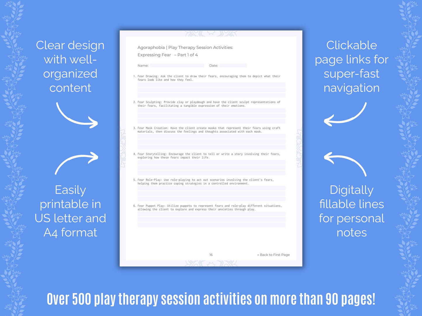 Agoraphobia Play Therapy Counseling Templates