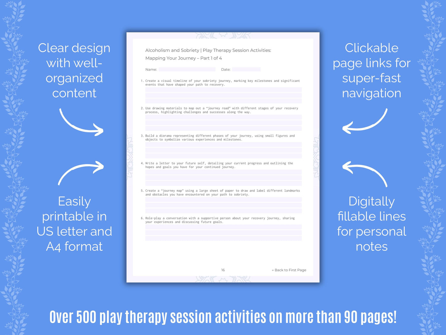 Alcoholism and Sobriety Play Therapy Counseling Templates